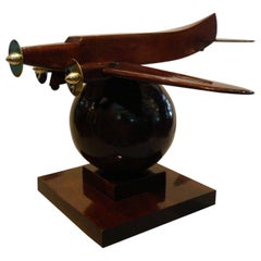 Vintage Art Deco Wooden Airplane Model of a Couzinet