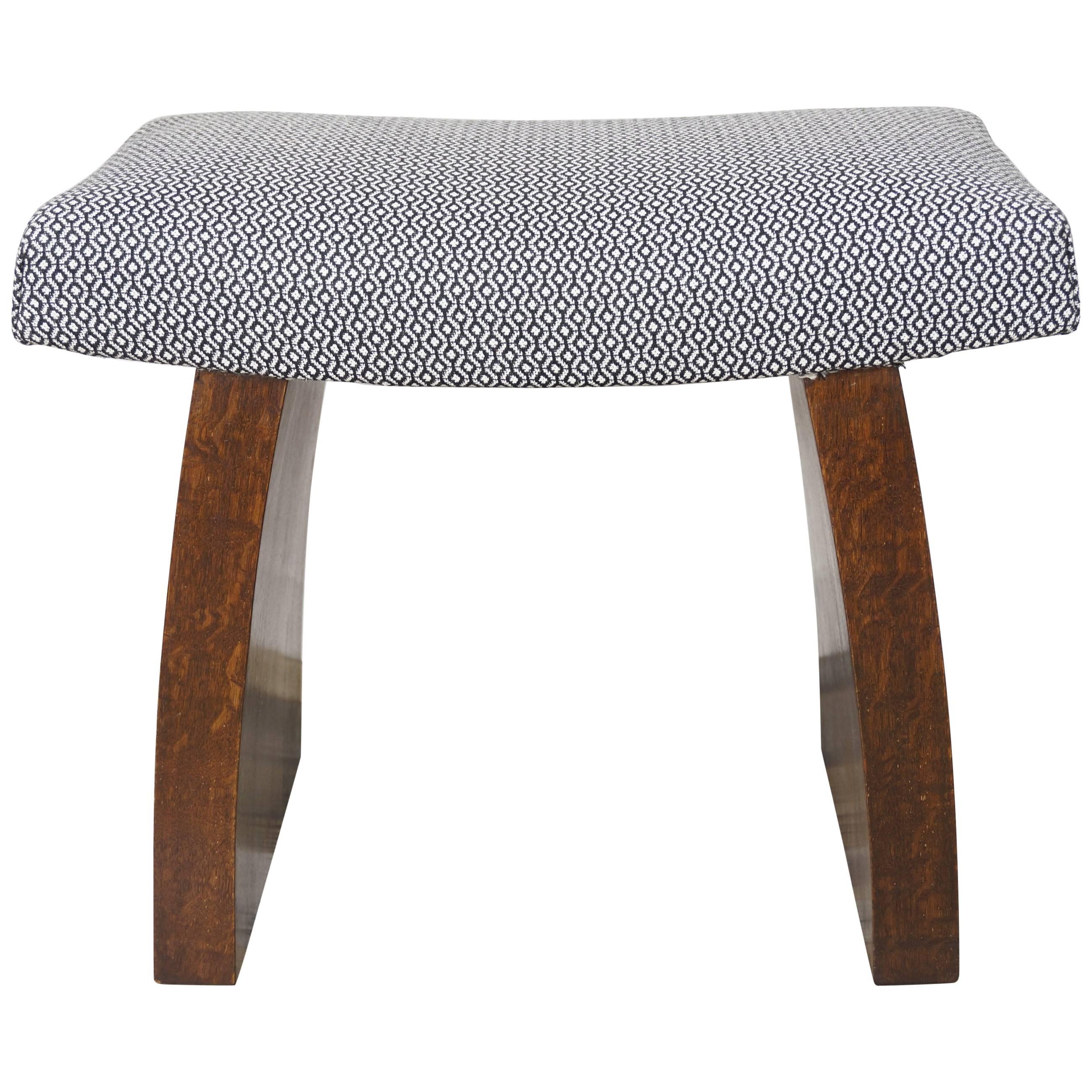 Art Deco Wooden and Fabric Stool