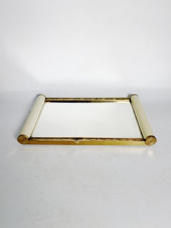 Art Deco wooden and mirrored tray, France, 1940