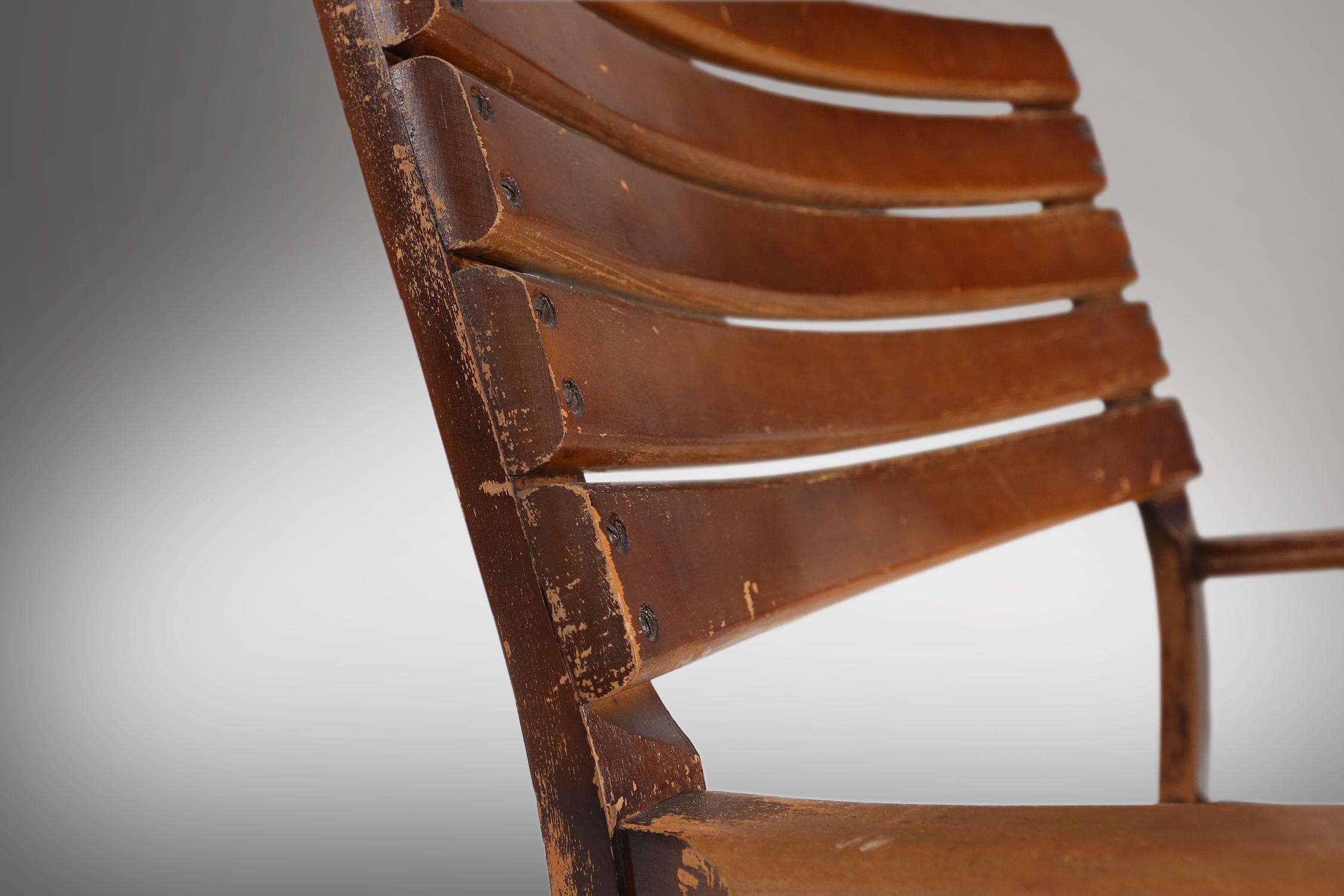 Art Deco wooden armchair 1930 For Sale 6