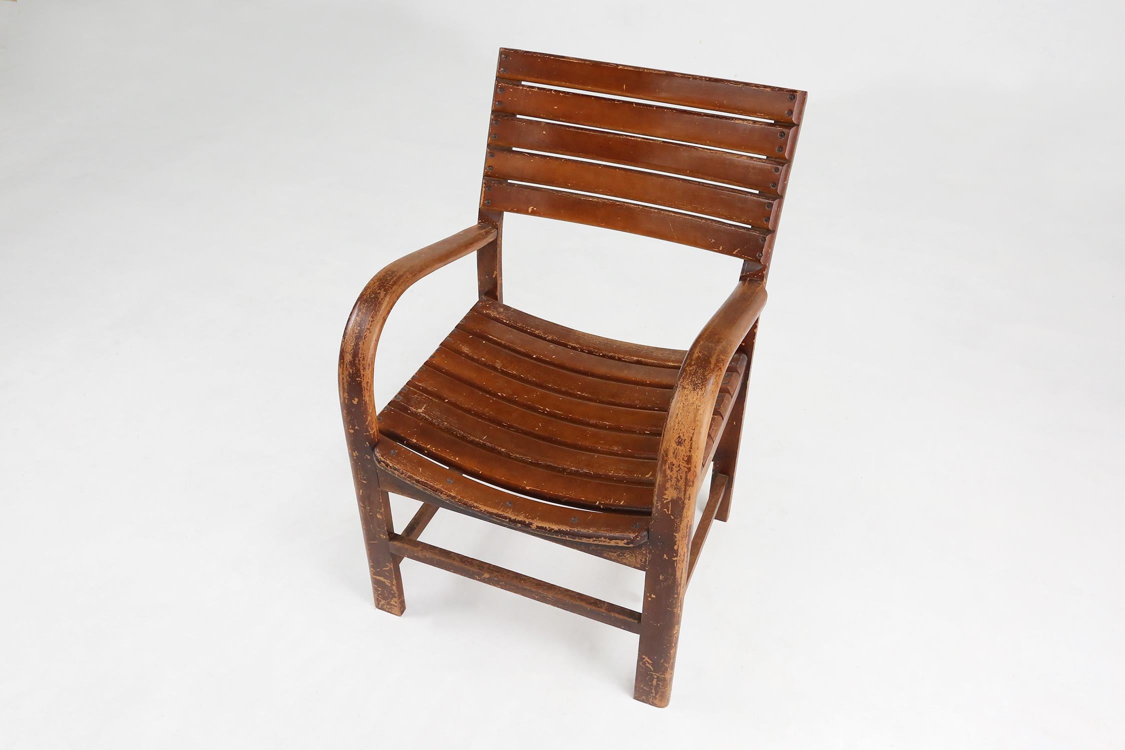 Art Deco wooden armchair 1930 In Good Condition For Sale In Meulebeke, BE