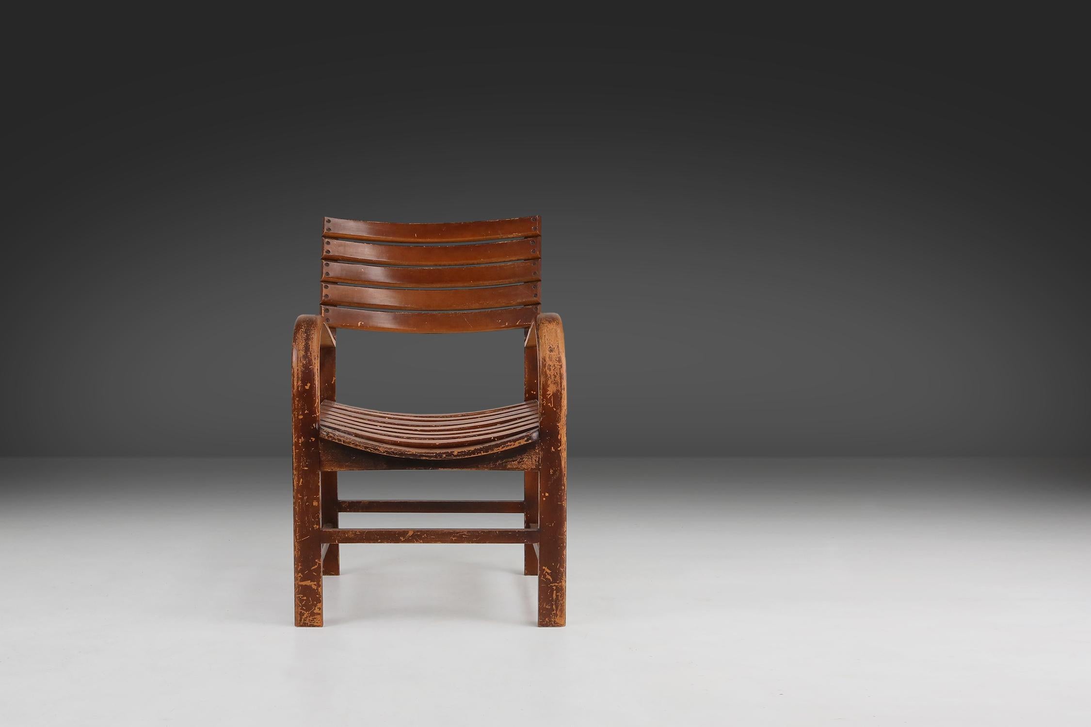 Art Deco wooden armchair 1930 For Sale 1