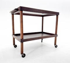 Art Deco Wooden Bar Cart with Glass Top, 1920's