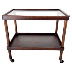 Used Art Deco Wooden Bar Cart with Glass Top, 1920's