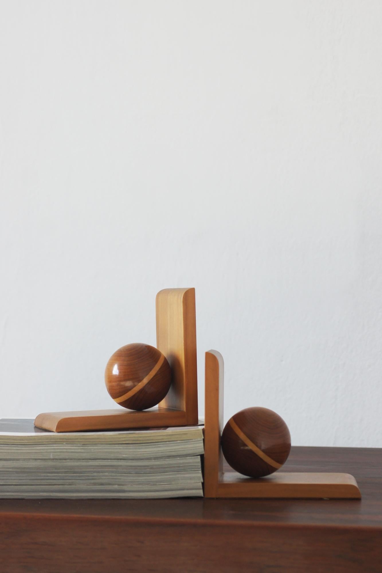 Fermalibri in legno Art Déco di Nassauer Kunstgewerbe, anni '30, set di 2 In condizioni buone in vendita a KUTNO, PL