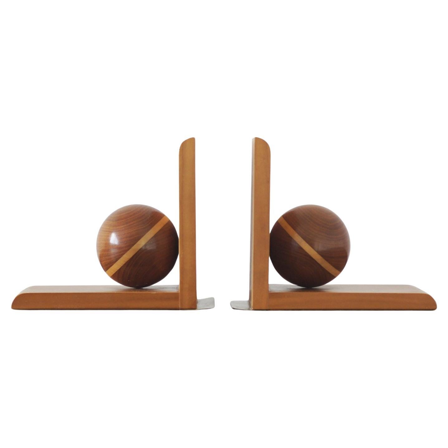 Art Deco Wooden Bookends from Nassauer Kunstgewerbe, 1930s, Set of 2