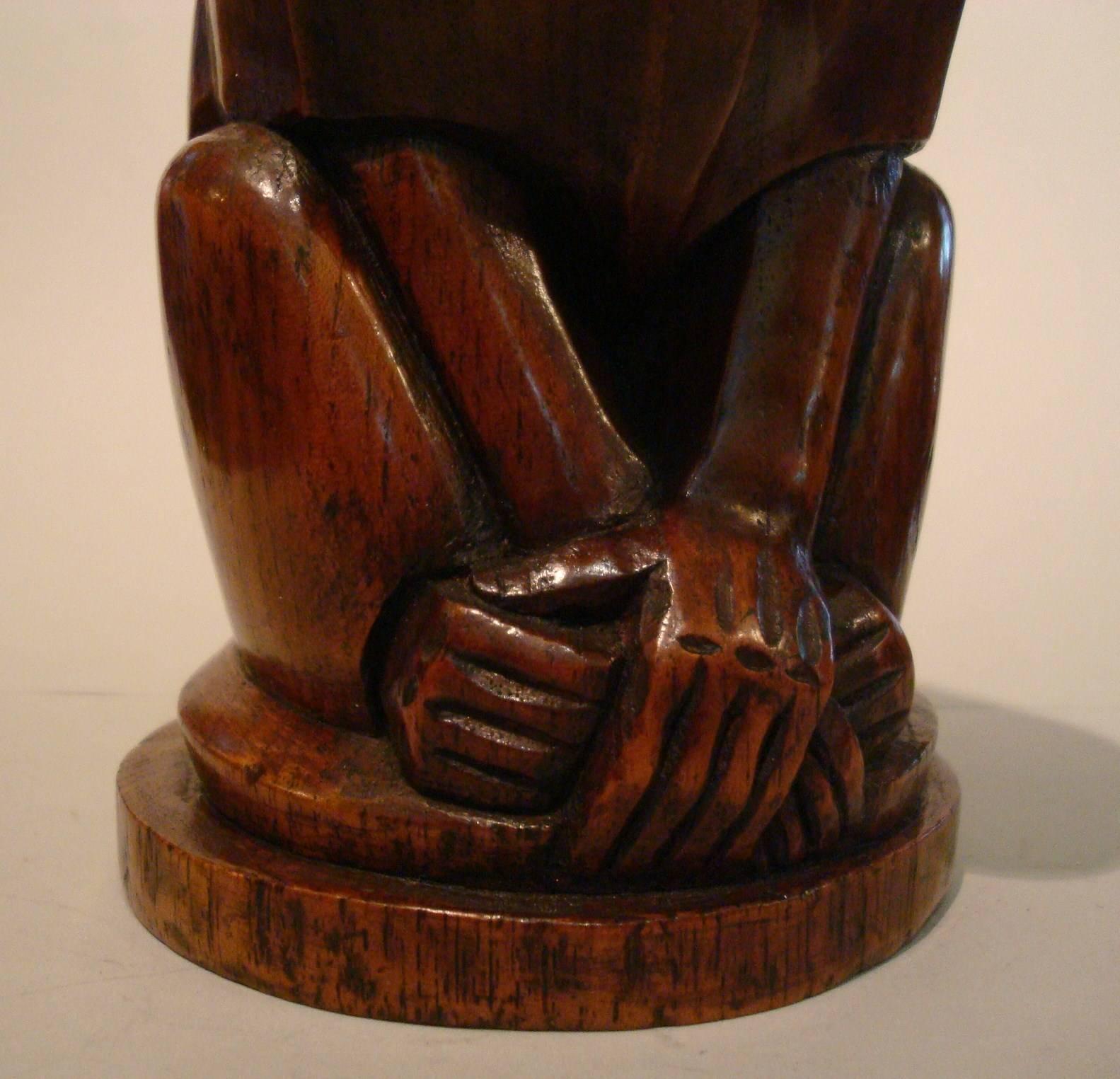 Very Nice hand-carved wooden monkey, in the manner of Sandoz.
It has a bronze label that says Le Petite Singe *24.
Under the sculpture it is signed with the French Export mark, Made in France. Also stamped 226 and 33.