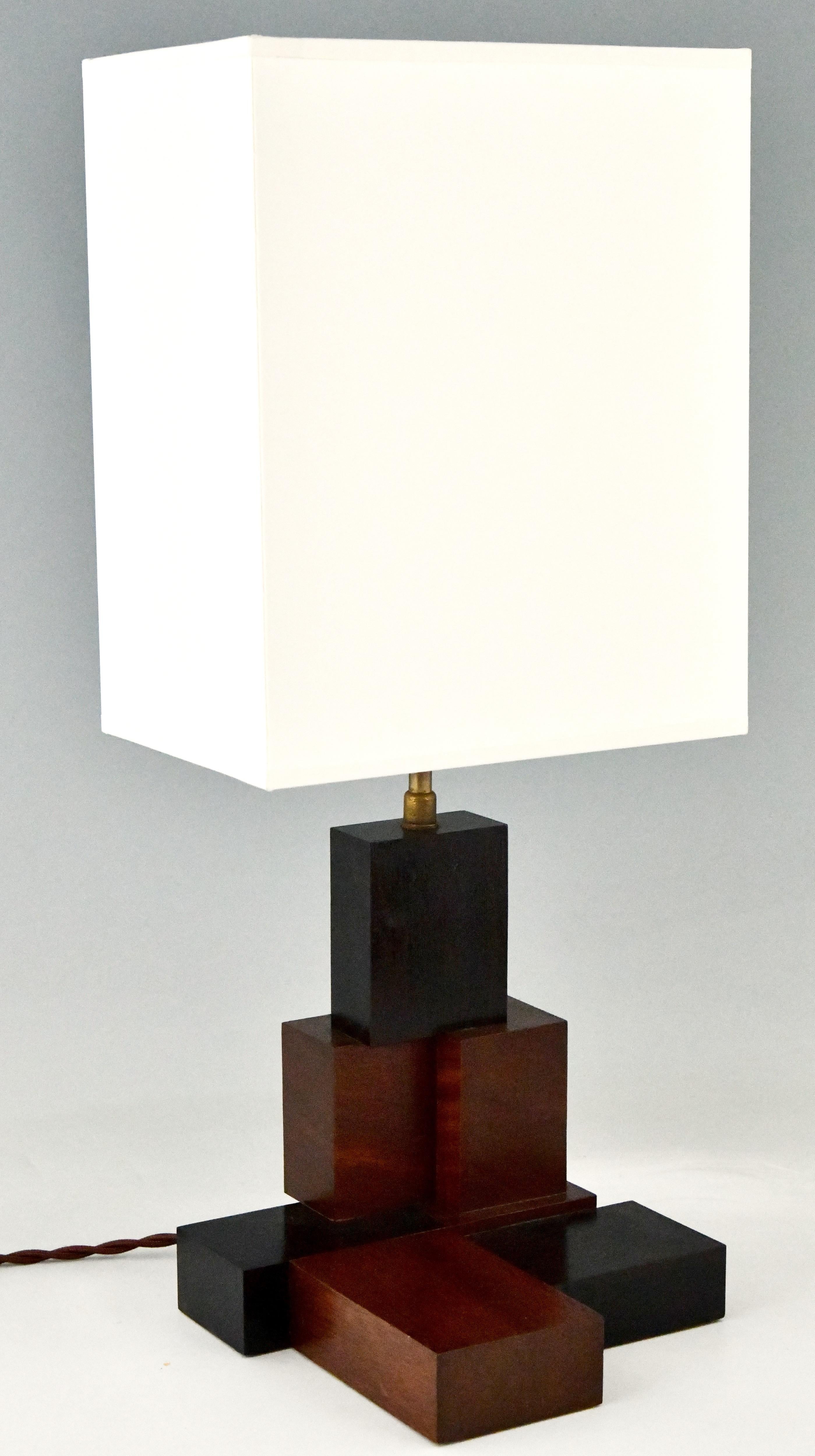 Art Deco Wooden Constructivist Table Lamps, France, 1925 2