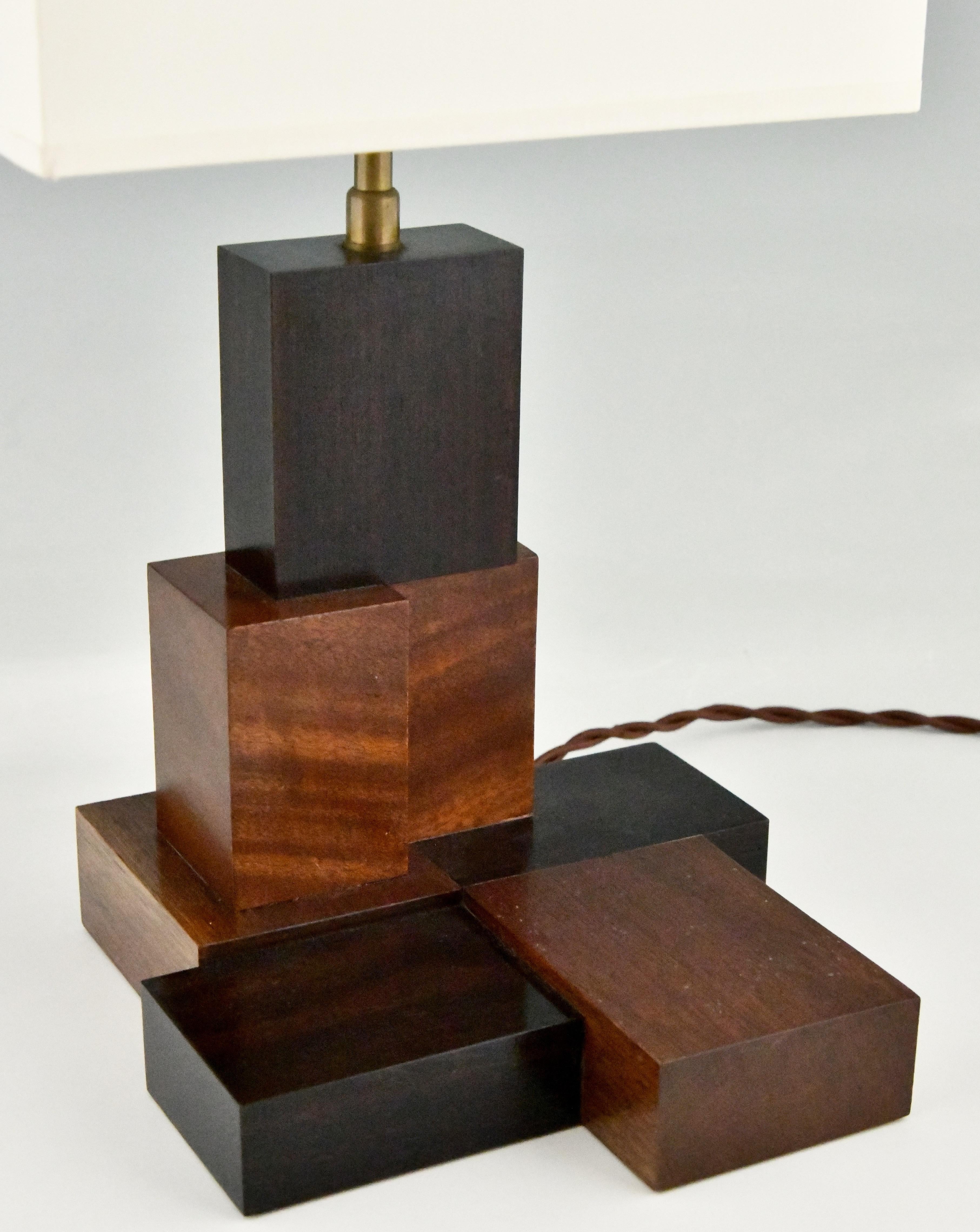 Art Deco Wooden Constructivist Table Lamps, France, 1925 4