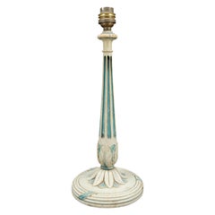 Lampada in legno Art Déco dipinta in bianco e blu patinato, Francia, CIRCA 1920