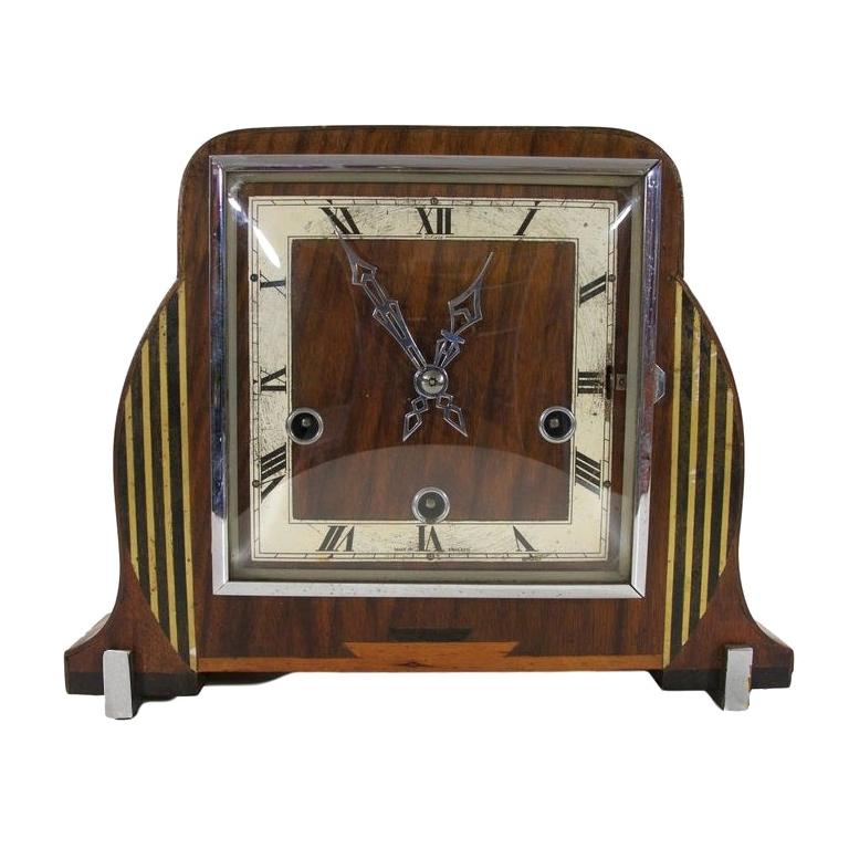 Art Deco Wooden Mantel Clock at 1stDibs