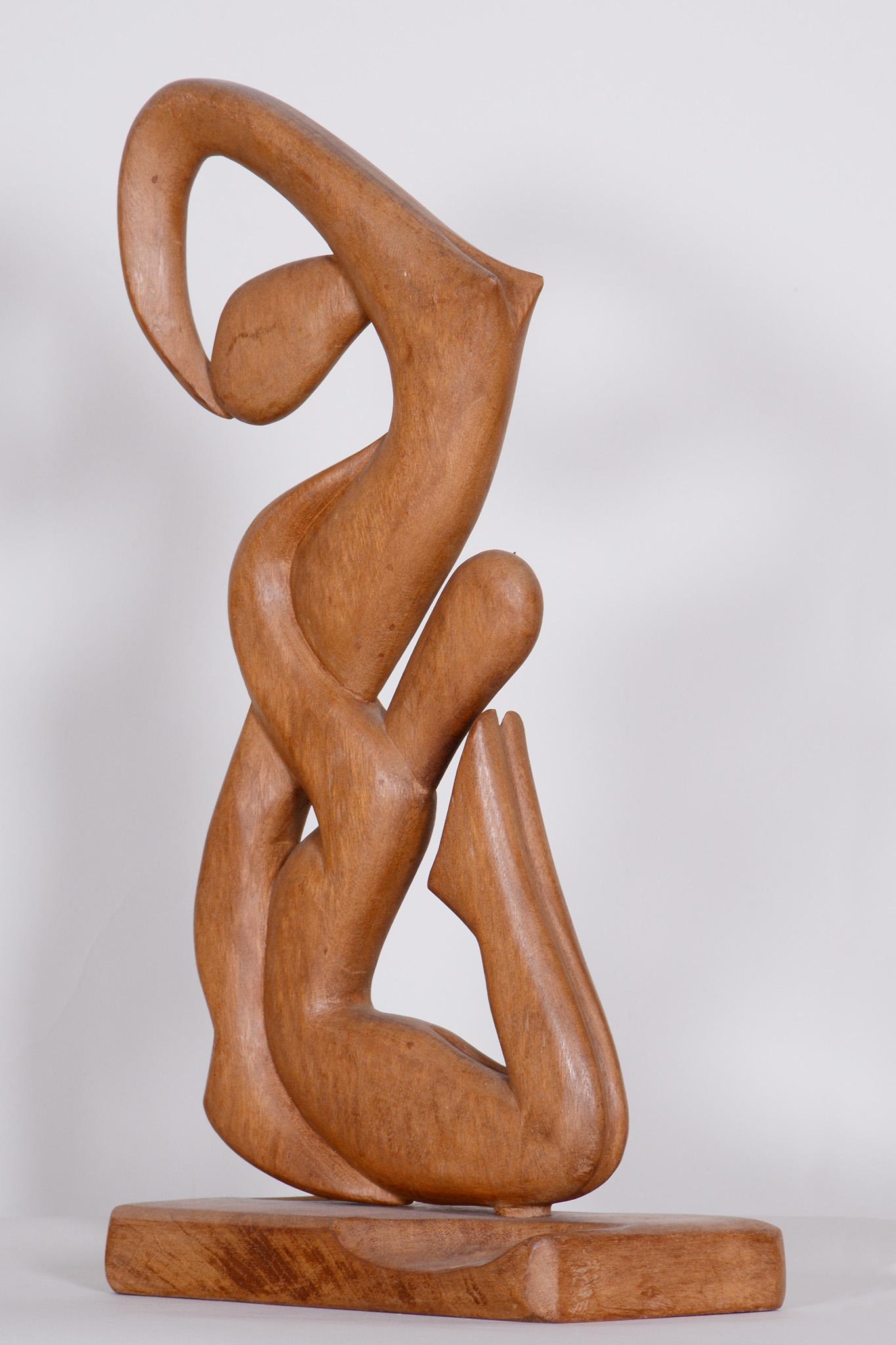 Art Deco Wooden Sculpture, Original Condition, Pear, Czech Republic, 1940s 1