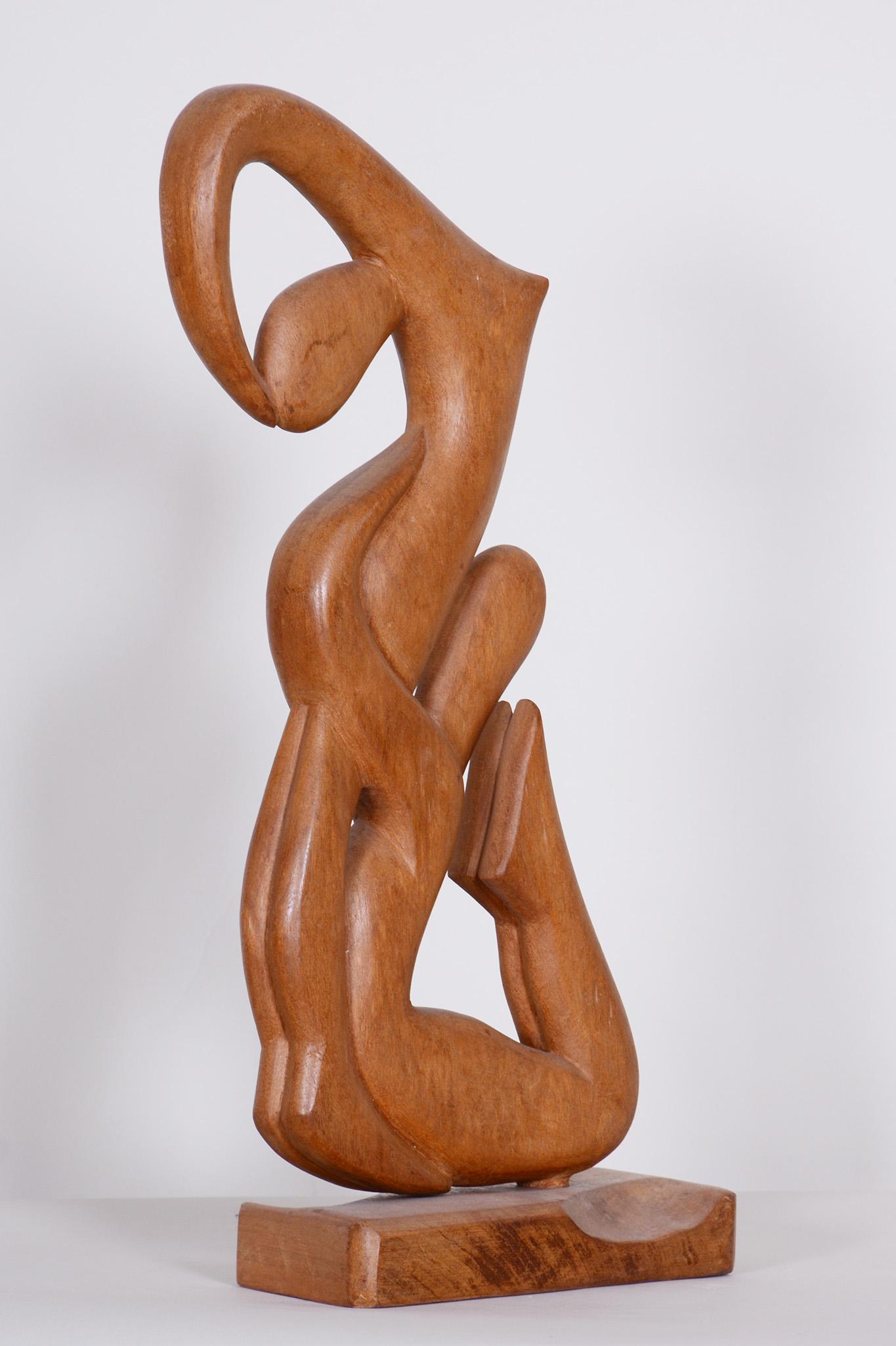 Art Deco Wooden Sculpture, Original Condition, Pear, Czech Republic, 1940s 3