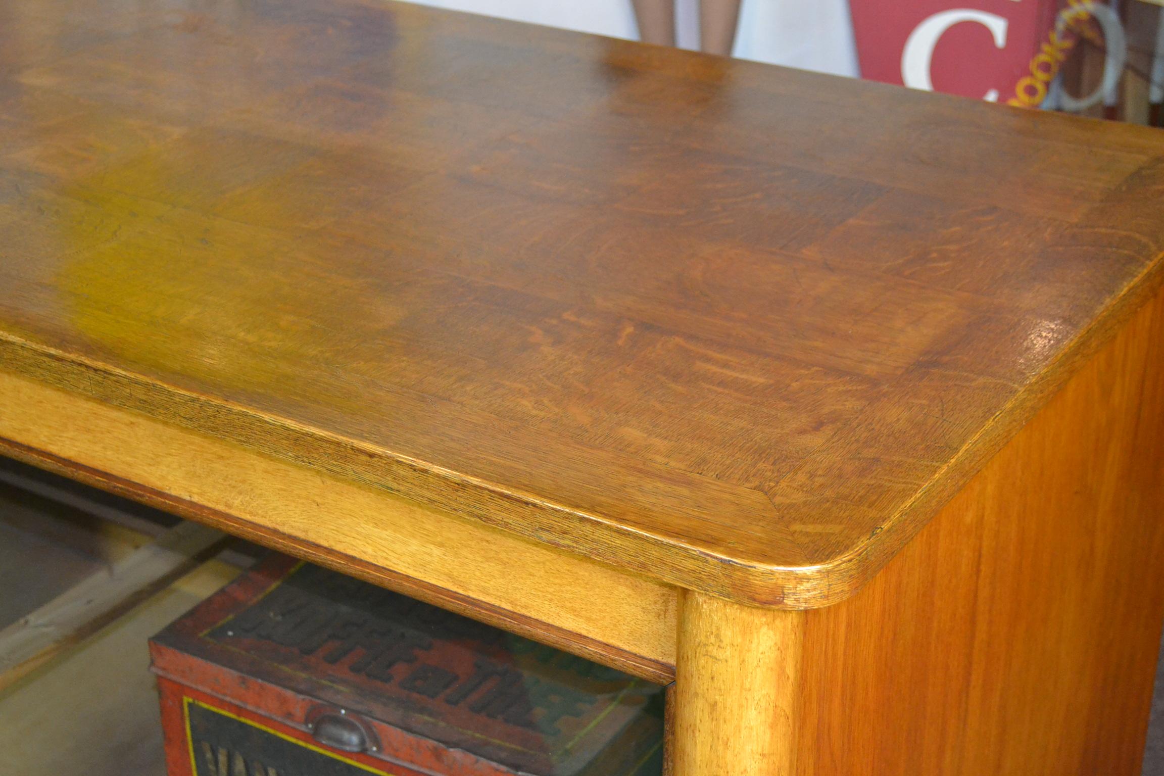 Hammered Art Deco Shop Counter, Shop Cabinet, Vitrine of wood and glass