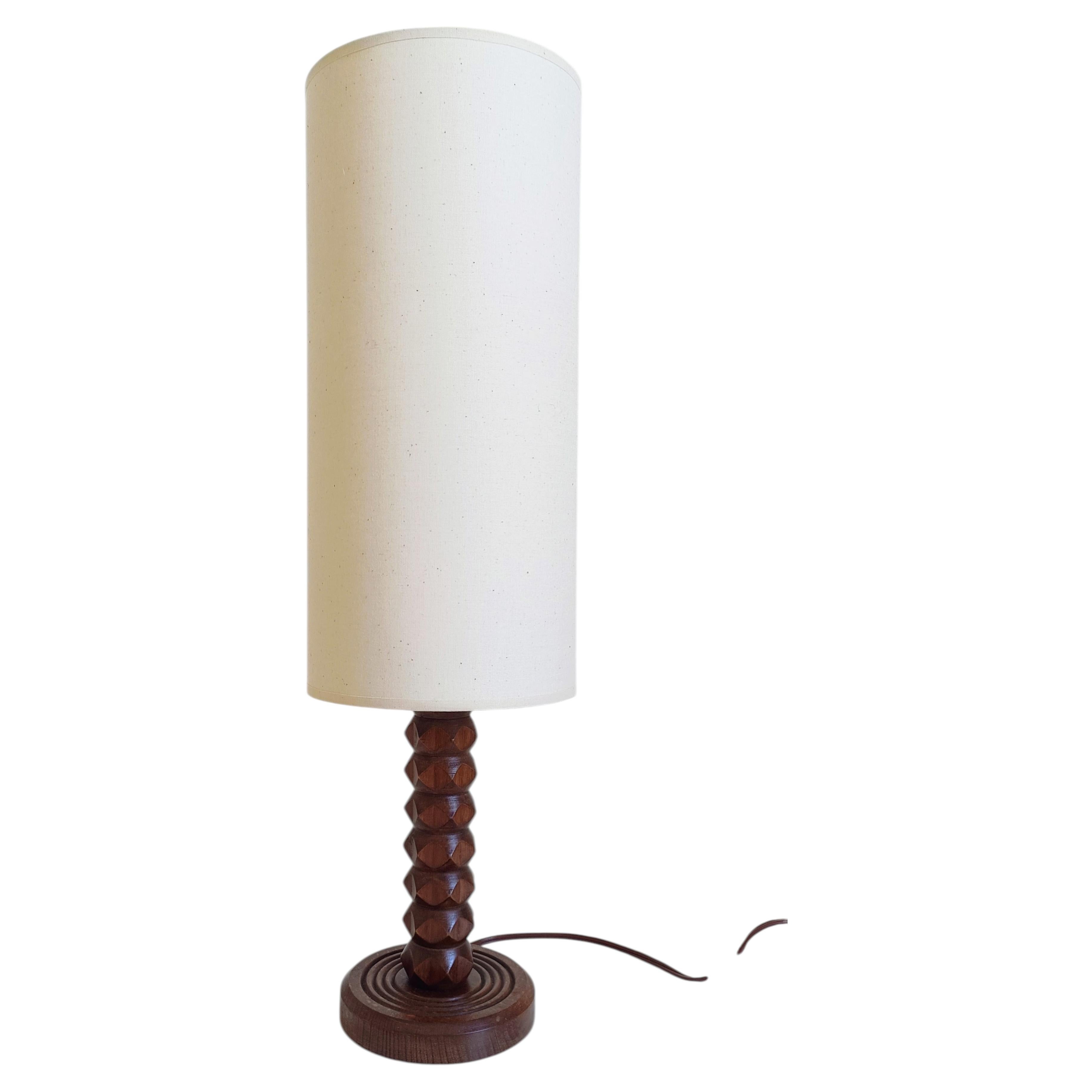 Art Deco Wooden Table Lamp by Charles Dudouyt , France, circa 1930s