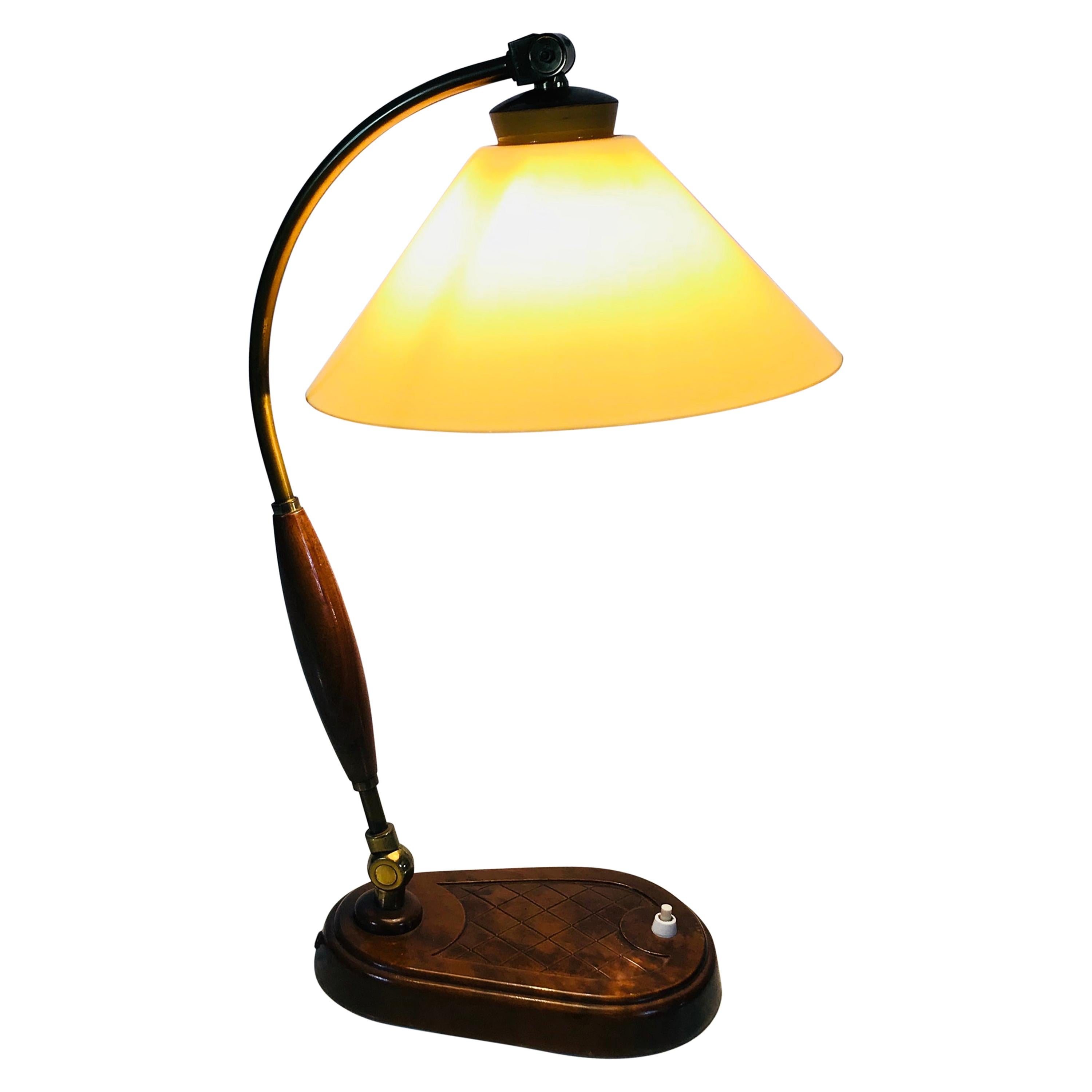 Art Deco Wooden Table Lamp, Germany, 1940s