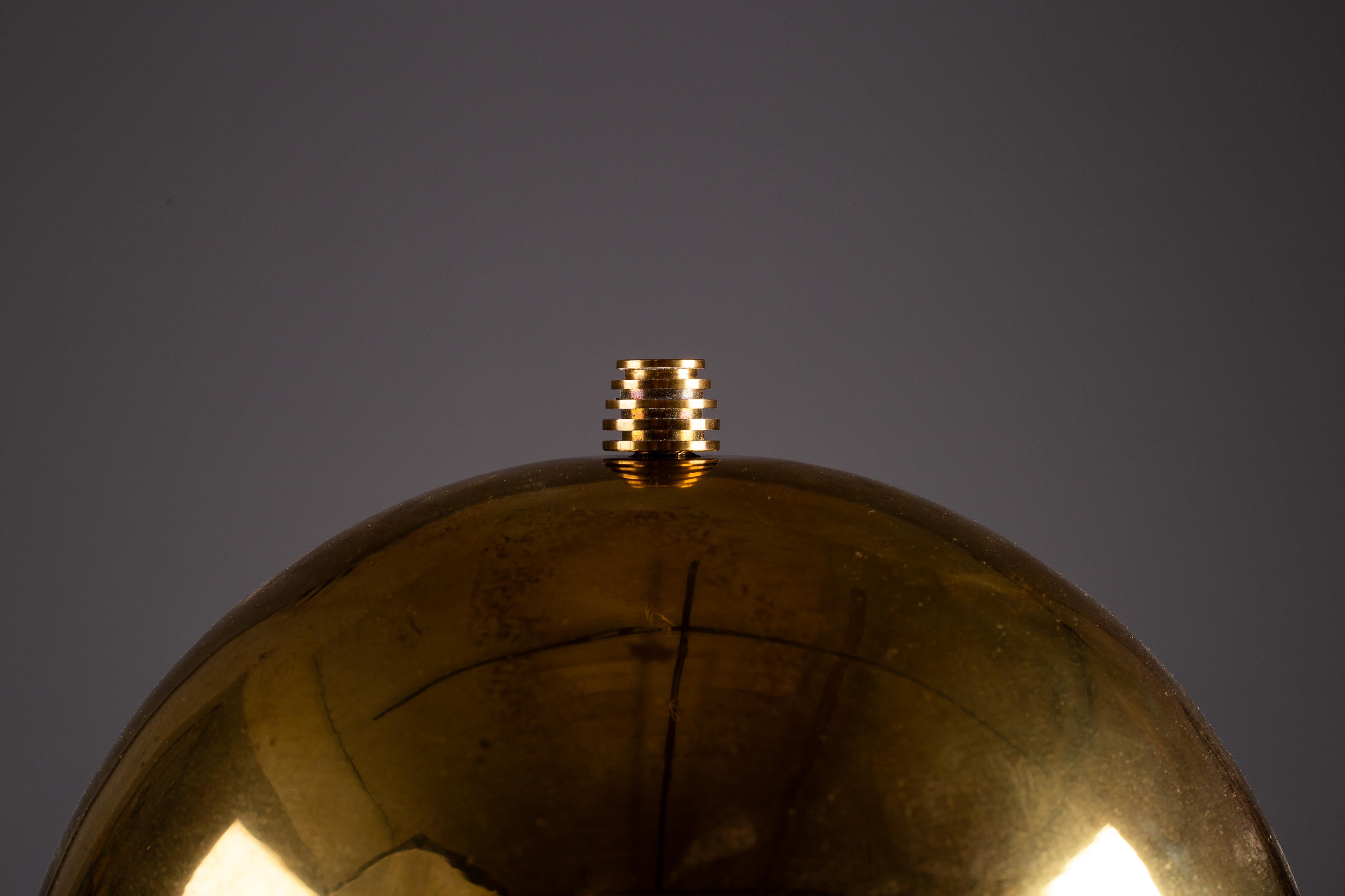 Art Deco wooden table lamp with brass shade For Sale 5