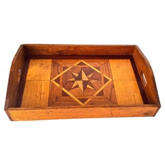 Art Deco Holztablett mit geometrischen Intarsien - Frankreich, 1940er Jahre