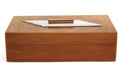 Art Deco Wooden Trinket Box with Metal Handle