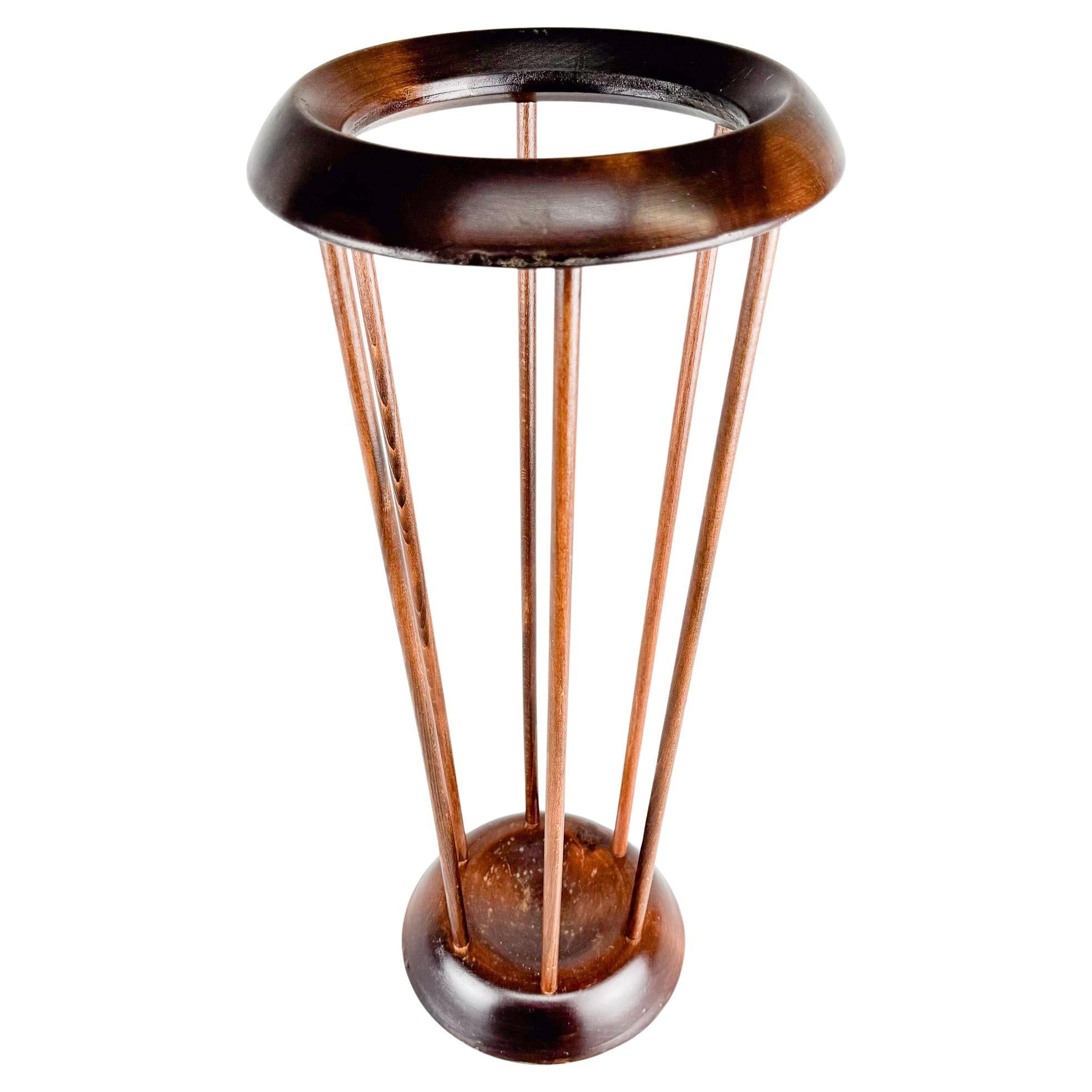 Art Deco Wooden Umbrella Stand For Sale