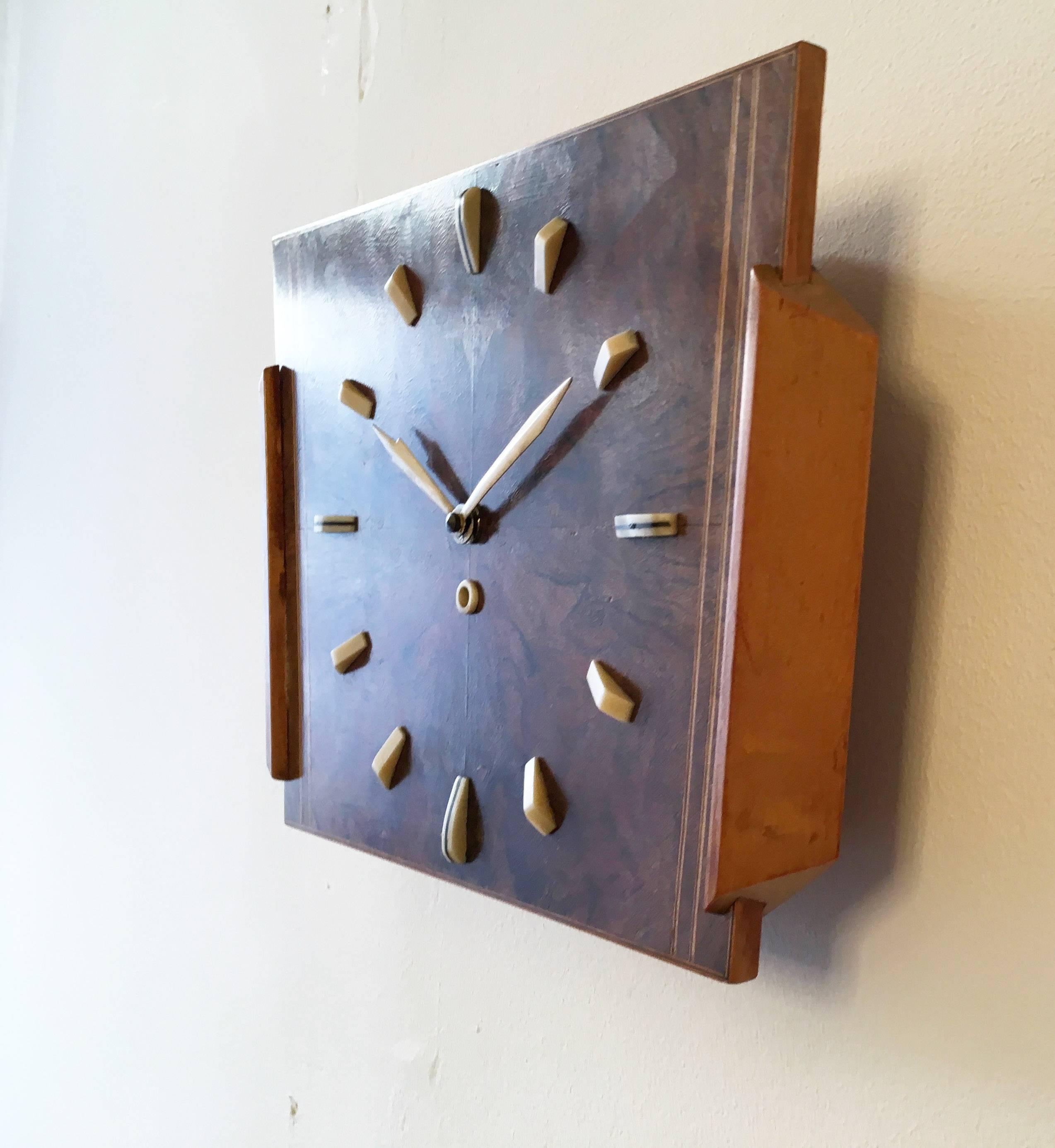 art deco wooden clock