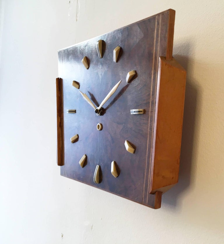 Art Deco Wooden Wall Clock at 1stDibs art deco wall clock, vintage