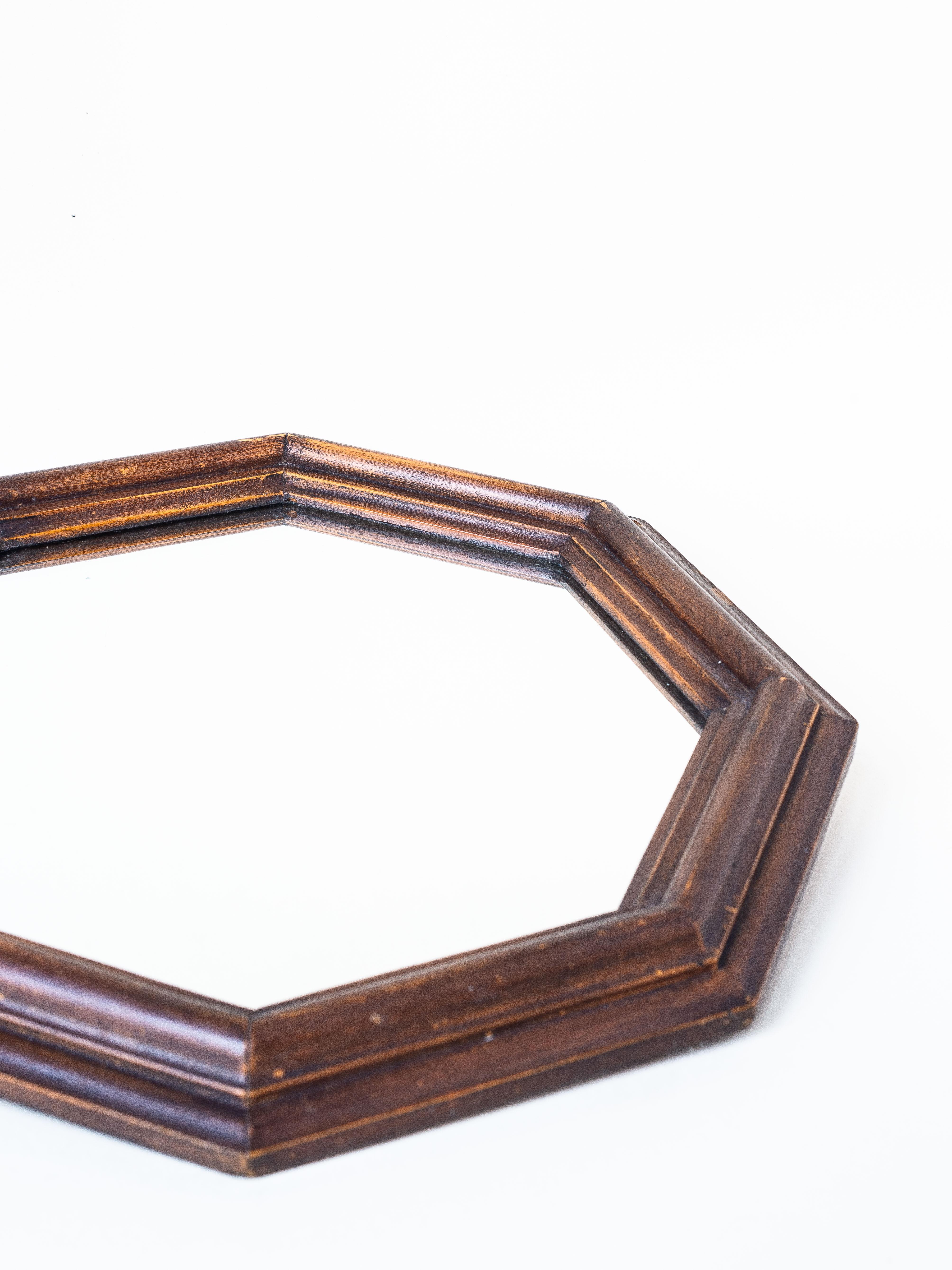 European Art Deco Wooden Wall Mirror, France 1940s For Sale