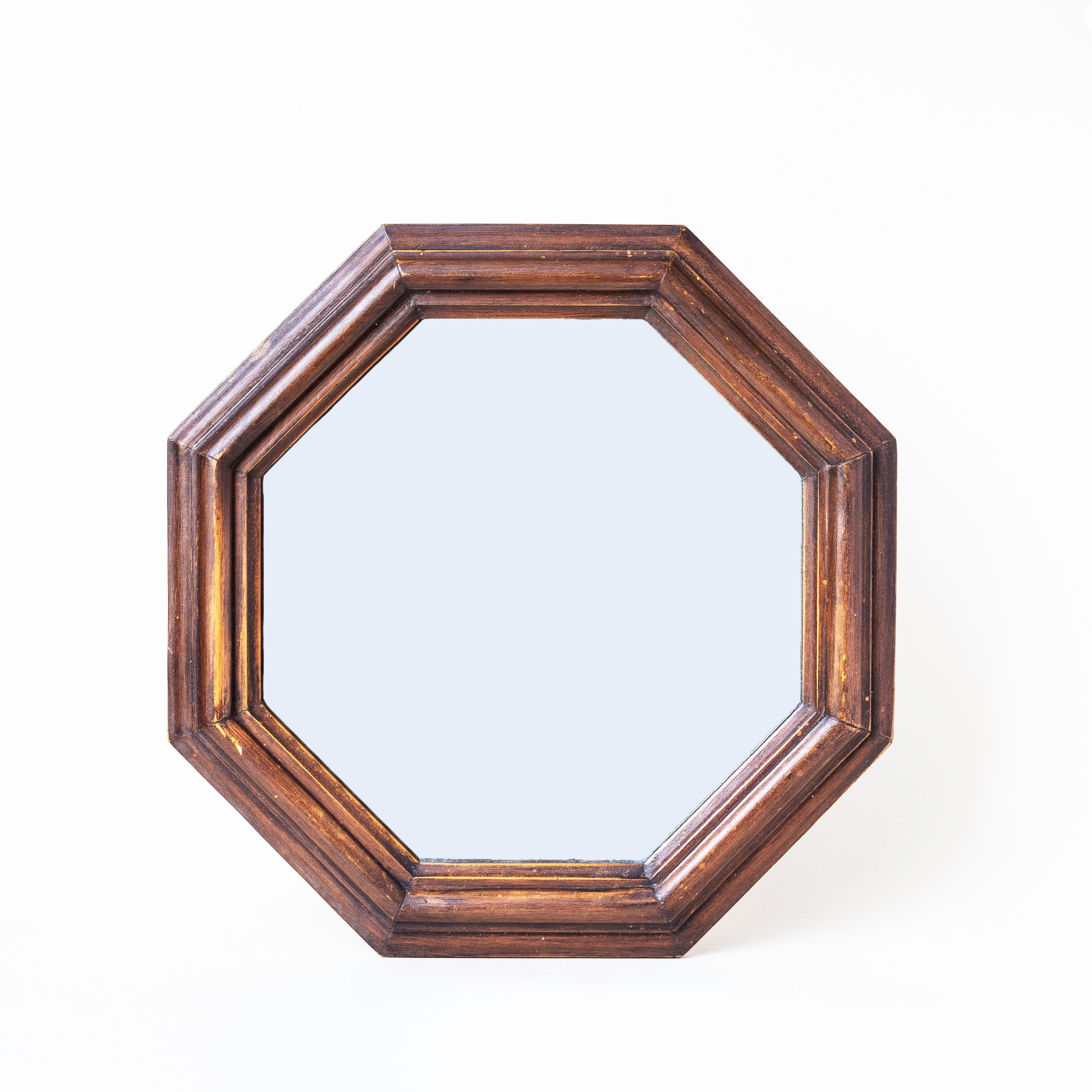 Carved Art Deco Wooden Wall Mirror, France 1940s For Sale