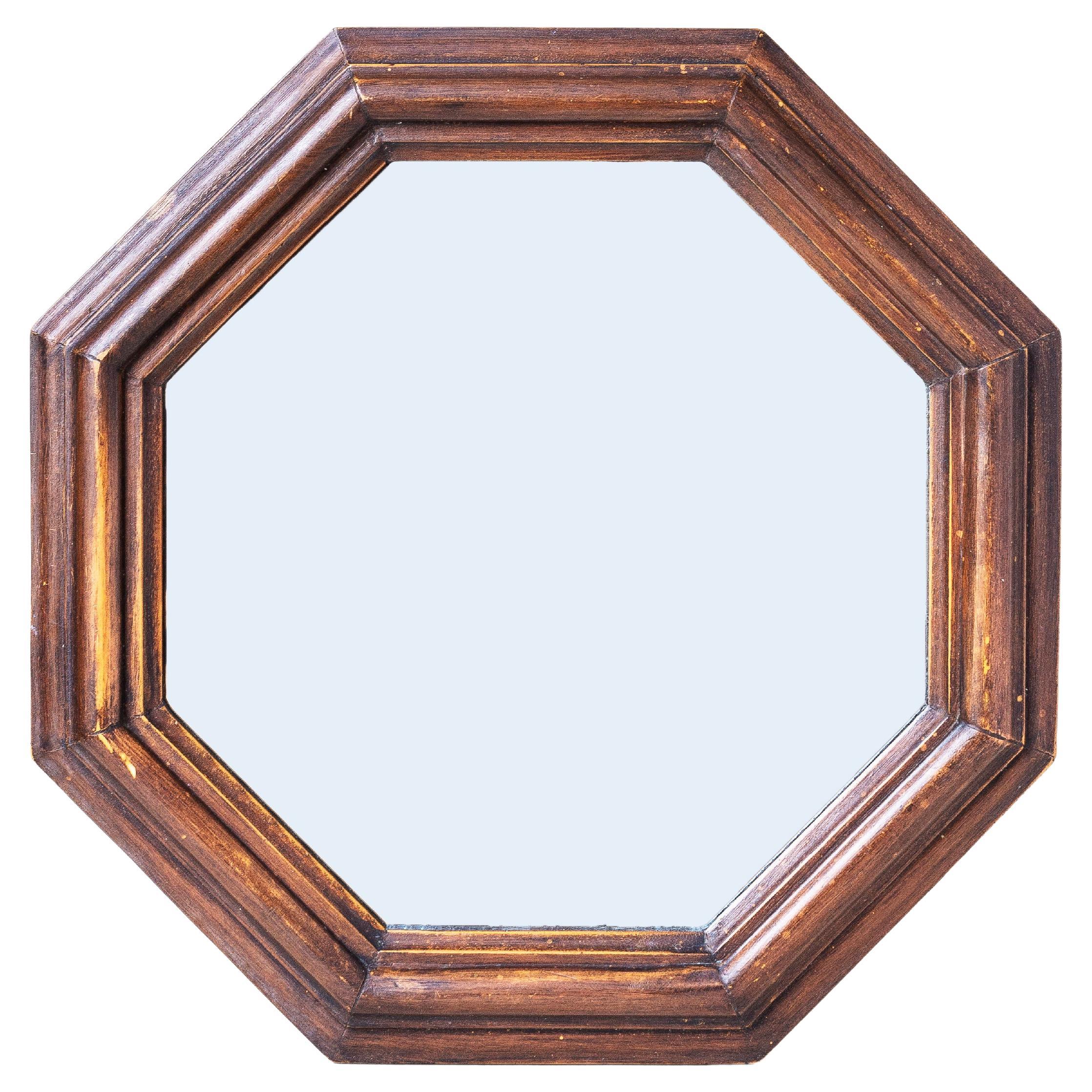 Art Deco Wooden Wall Mirror, France 1940s