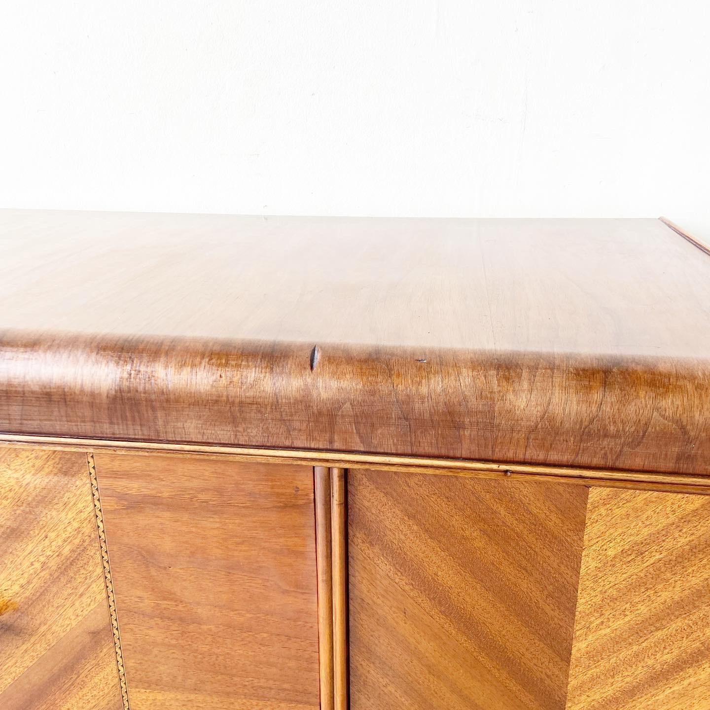 Art Deco Wooden Waterfall Chifferobe, 4 Drawers 3