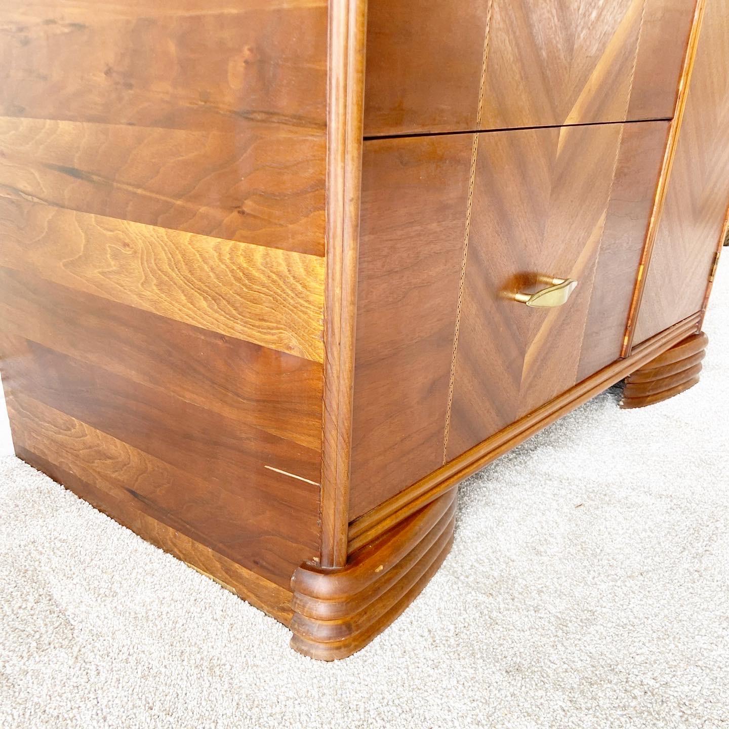 20th Century Art Deco Wooden Waterfall Chifferobe, 4 Drawers