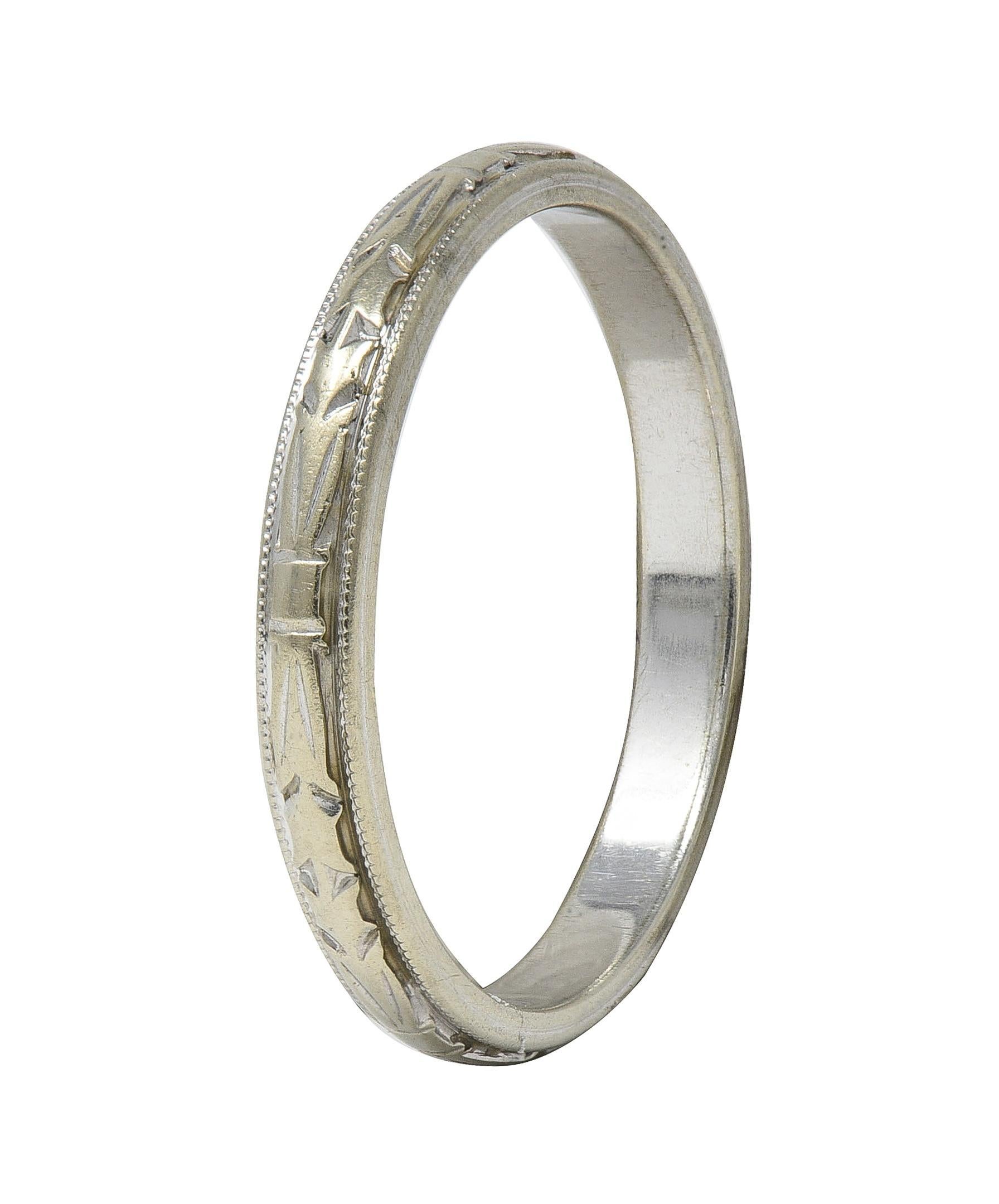 Art Deco Woods & Sons 18 Karat Gold Vintage Orange Blossom Hochzeit Band Ring (Art déco) im Angebot