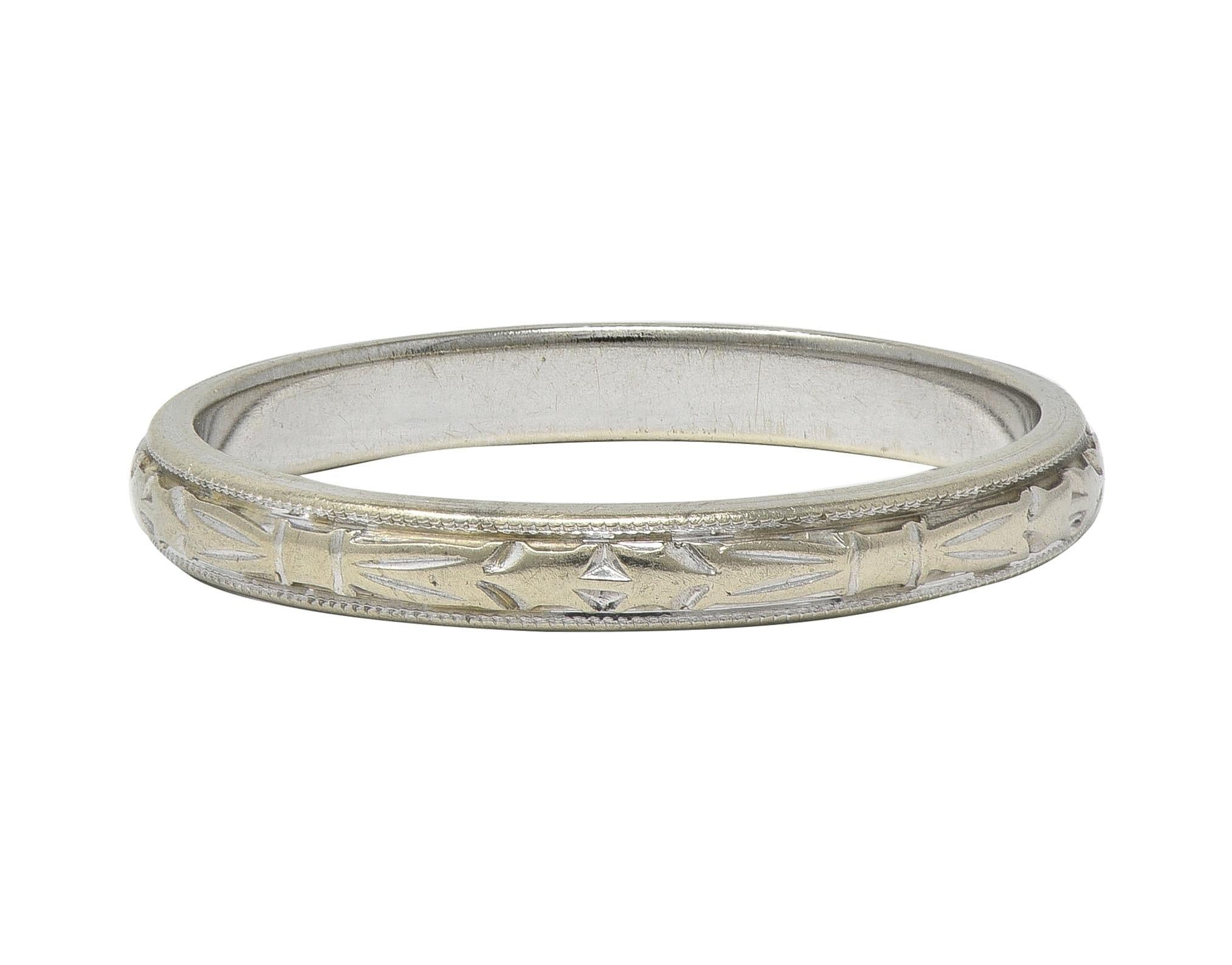 Art Deco Woods & Sons 18 Karat Gold Vintage Orange Blossom Hochzeit Band Ring