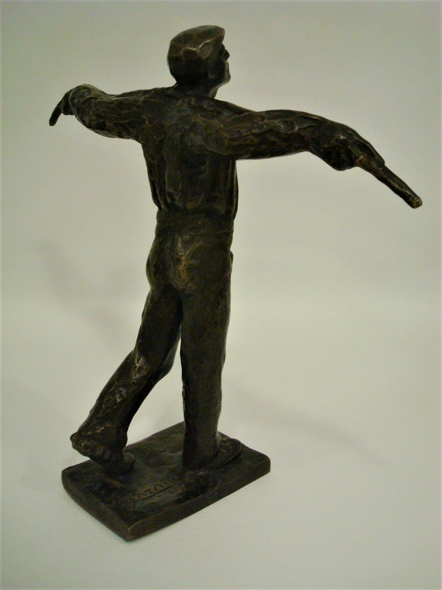 Art Deco Working Man Bronze Sculpture, Edouard Cazaux, France, 1920's For Sale 5