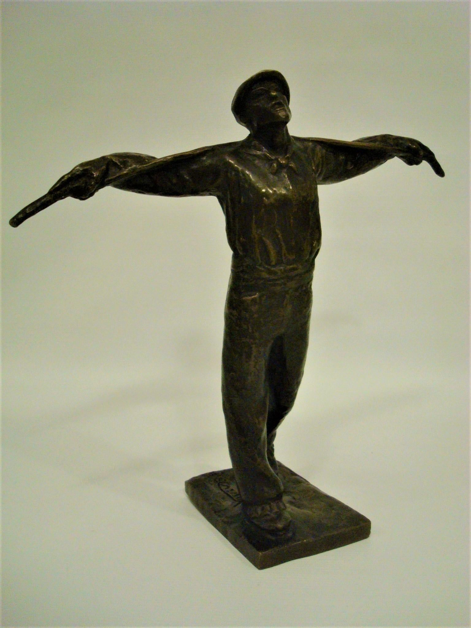 Sculpture en bronze Art déco d'un ouvrier. Edouard Cazaux. France années 1920.
Edouard Cazaux est l'un des plus importants artistes associés au mouvement Art déco français. Il était sculpteur et céramiste, et a appris son art très jeune. Artiste