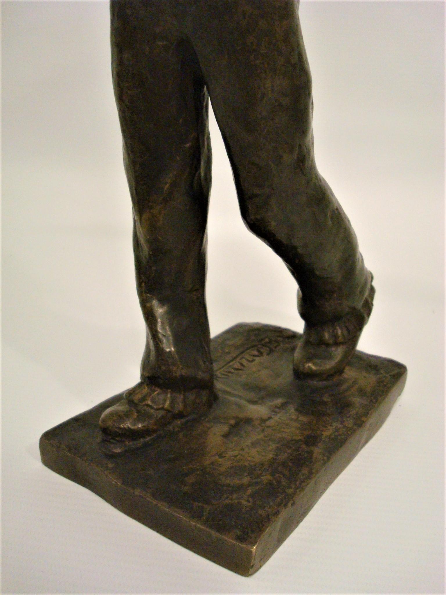 Art Deco Working Man Bronze Sculpture, Edouard Cazaux, France, 1920's For Sale 1