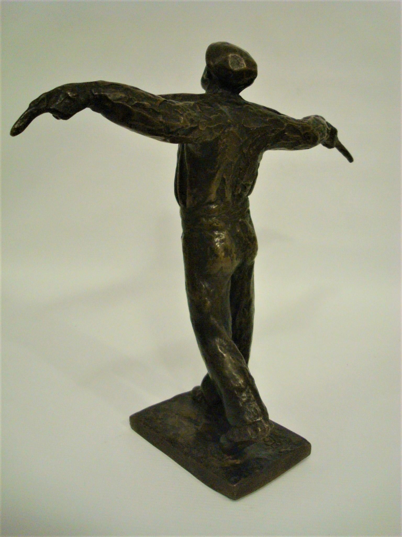Art Deco Working Man Bronze Sculpture, Edouard Cazaux, France, 1920's For Sale 2