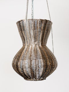 Woven Wicker Sculptural Chandelier by Léa Zeroil, Contemporary Design, in stock