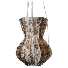 Woven Wicker Sculptural Chandelier by Léa Zeroil, Contemporary Design, in stock