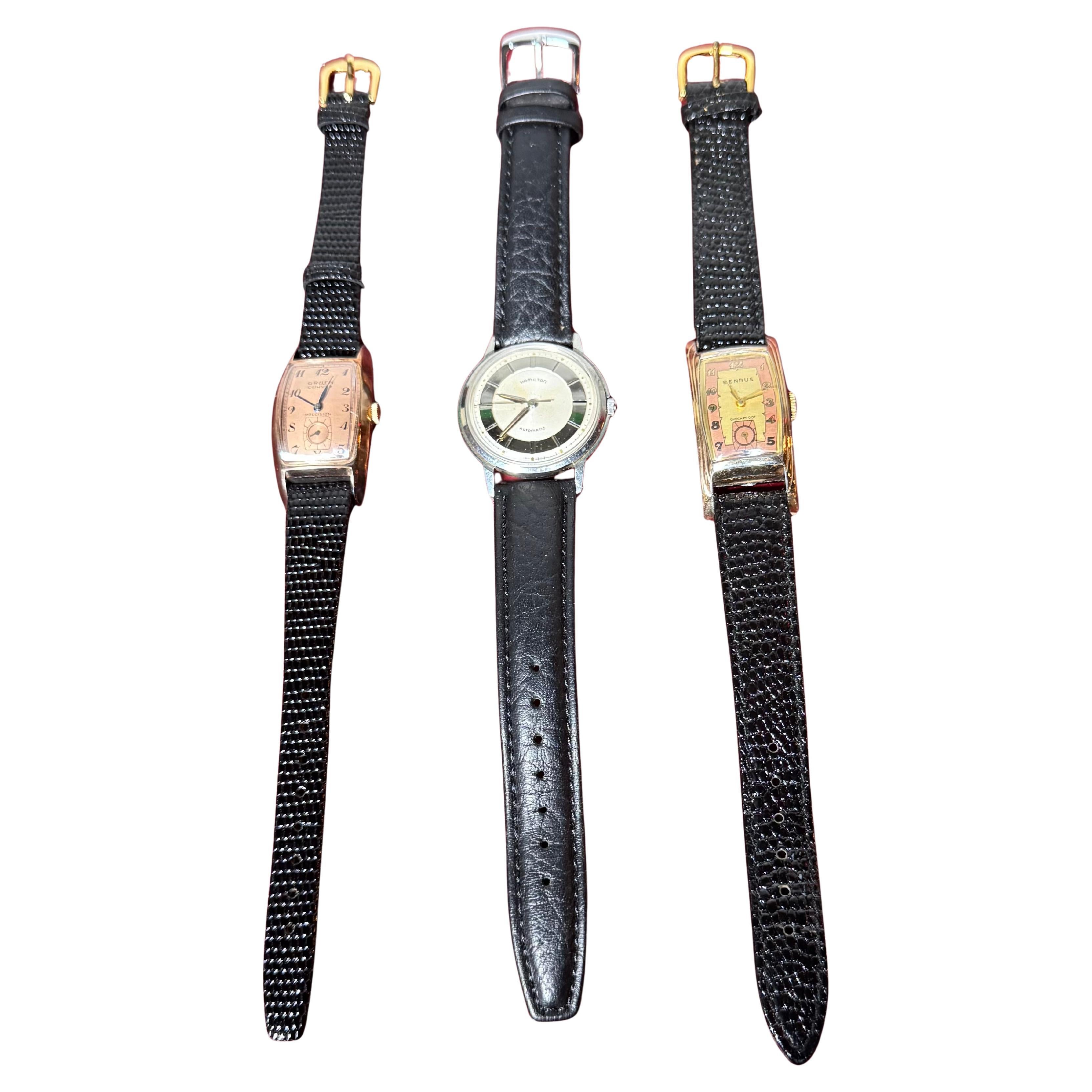 Art Deco Wrist Watch's / HAMILTON, GRUEN, BENRUS, original dials , serviced For Sale 13