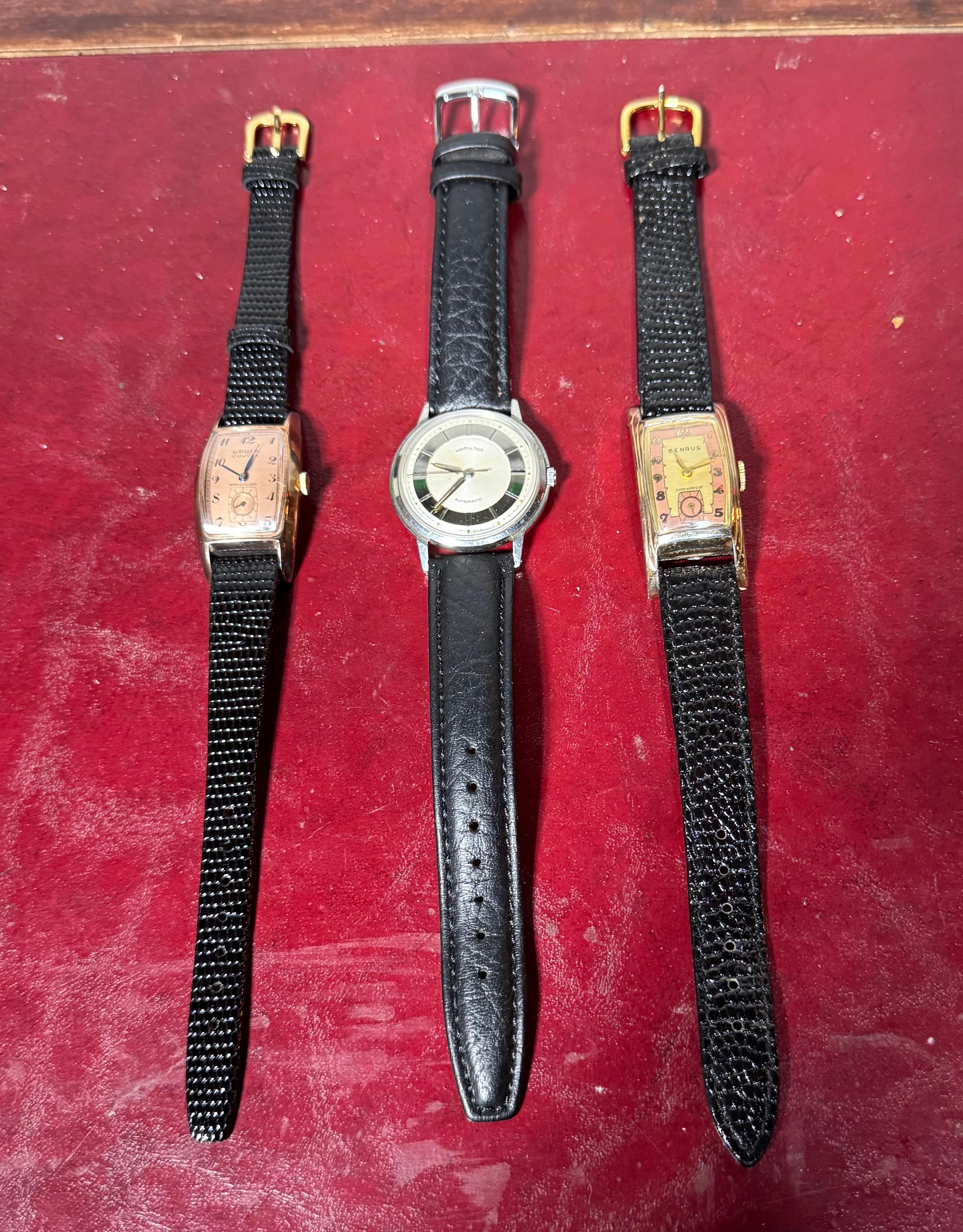 Art Deco Wrist Watch's / HAMILTON, GRUEN, BENRUS, original dials , serviced For Sale 1