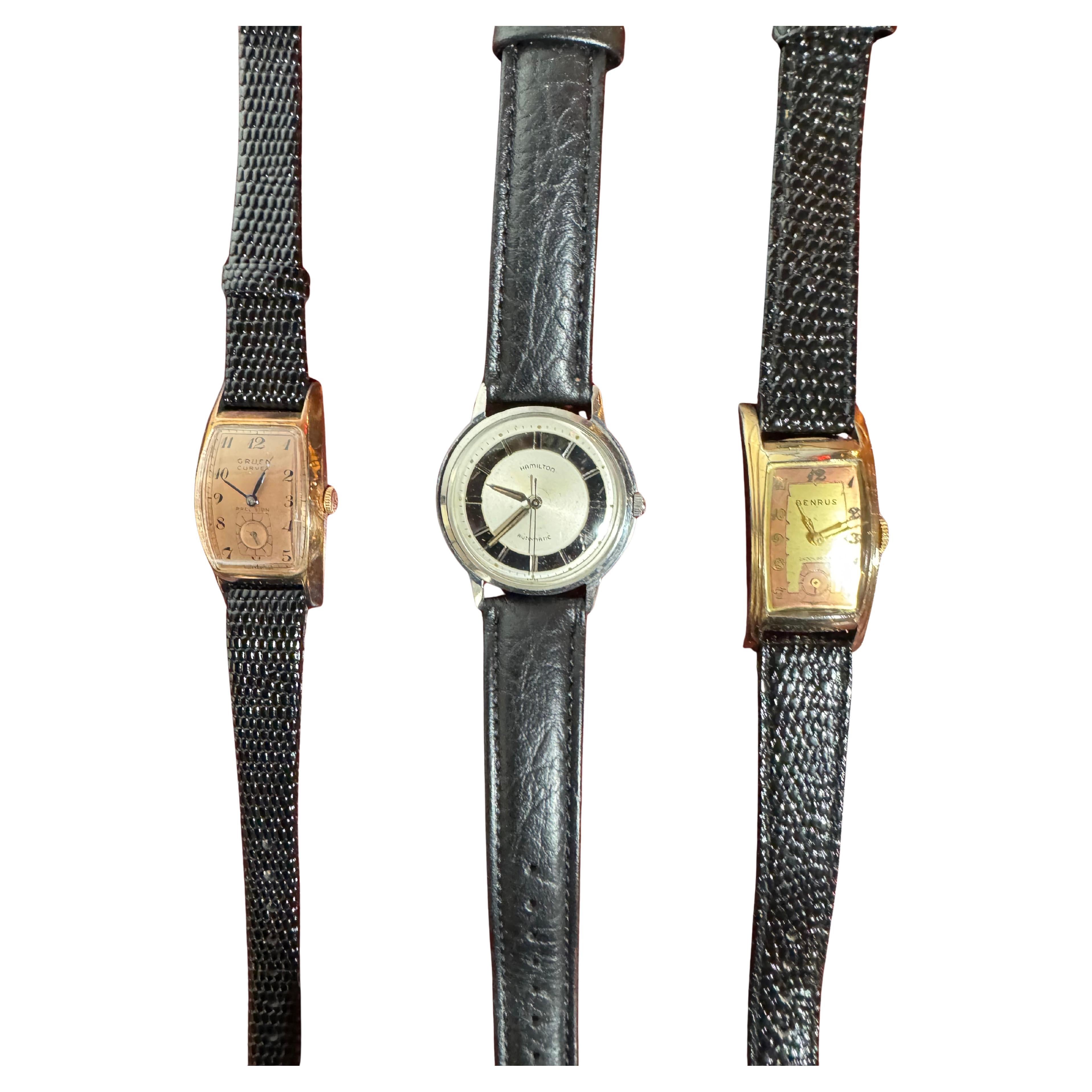 Art Deco Wrist Watch's / HAMILTON, GRUEN, BENRUS, original dials , serviced