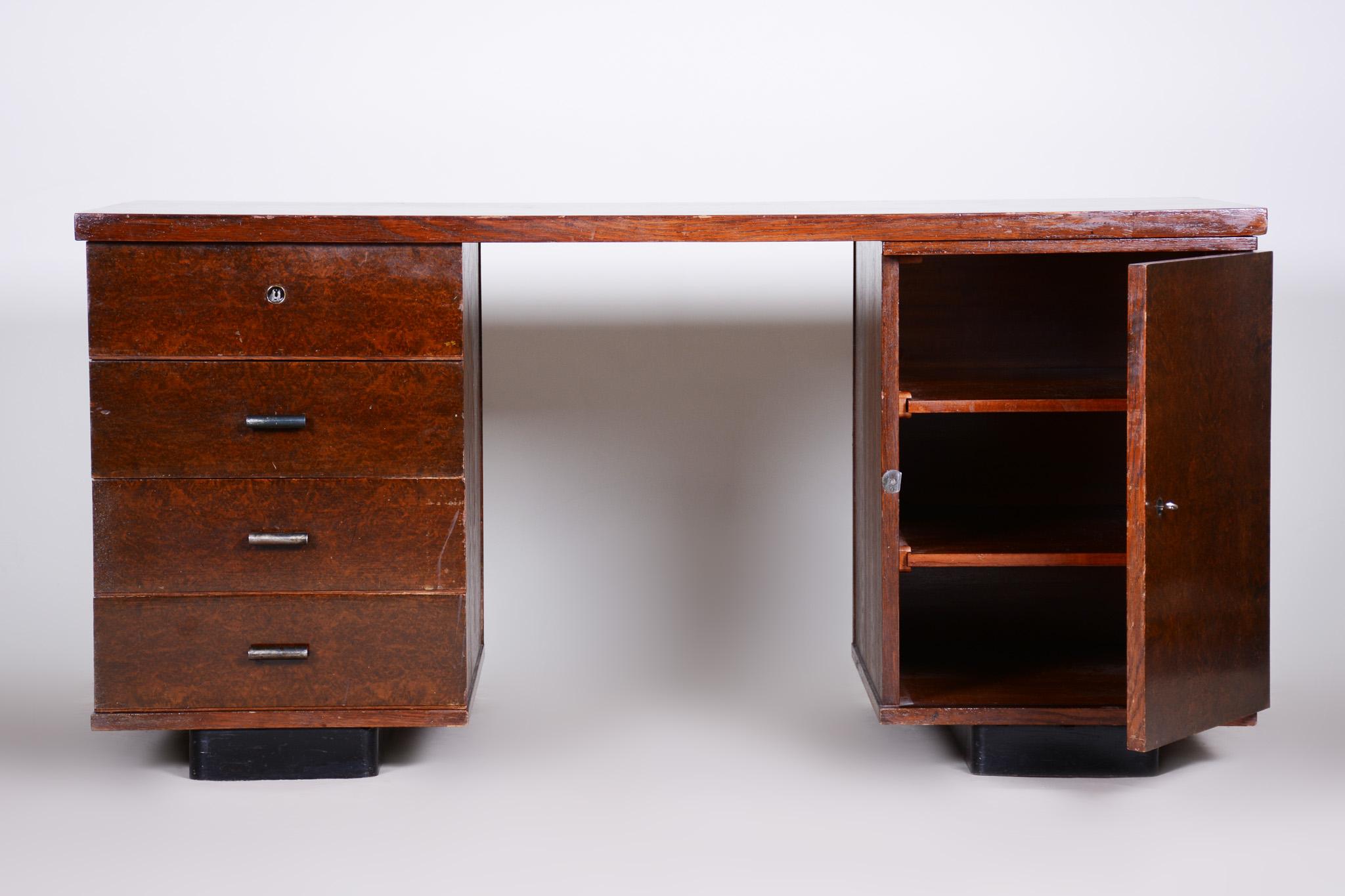 Art Deco Writing Desk Designed by Czech Architect Jindřich Halabala, 1930s In Good Condition For Sale In Horomerice, CZ