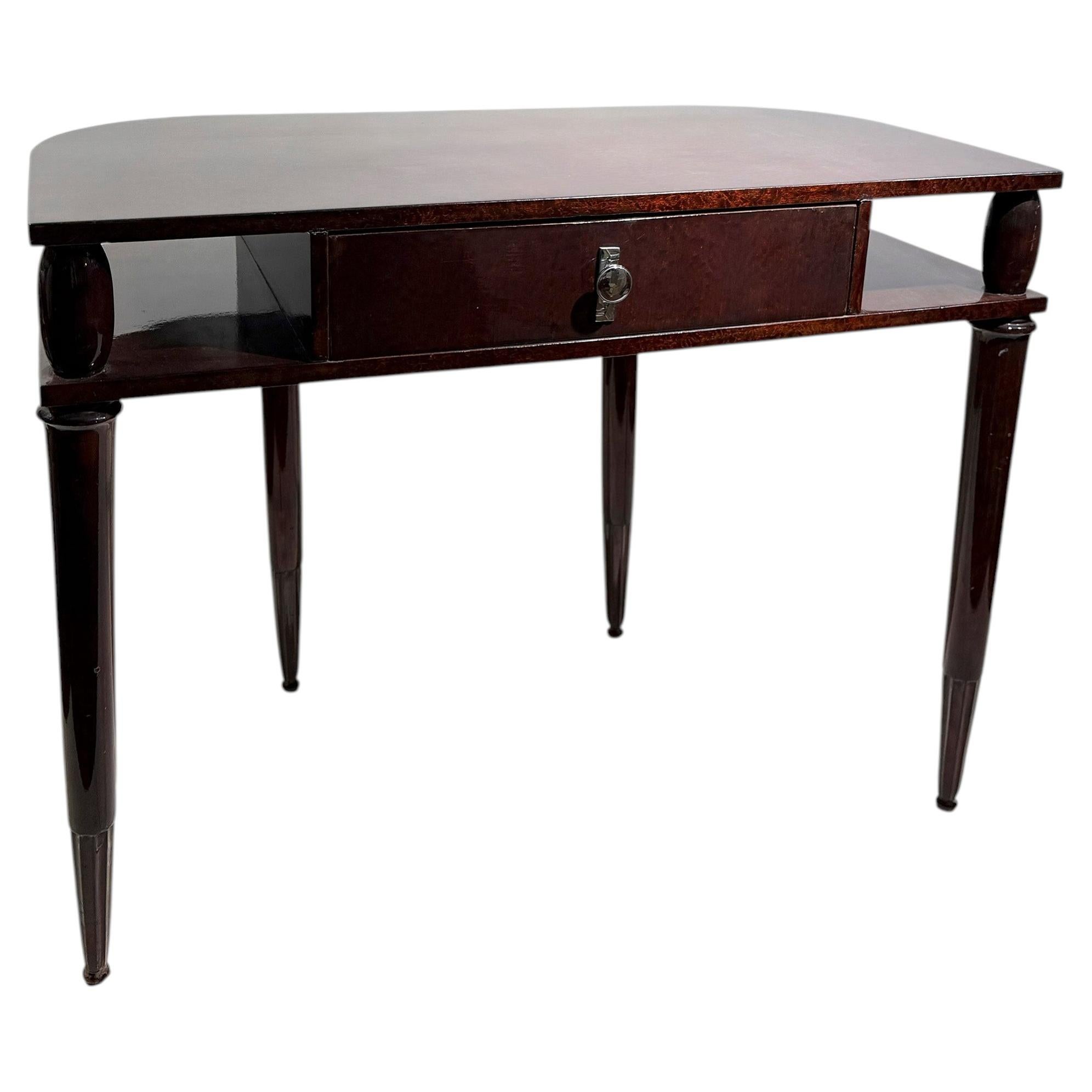 Art Deco Writing Desk with Fluted Legs, Circa 1940s, France