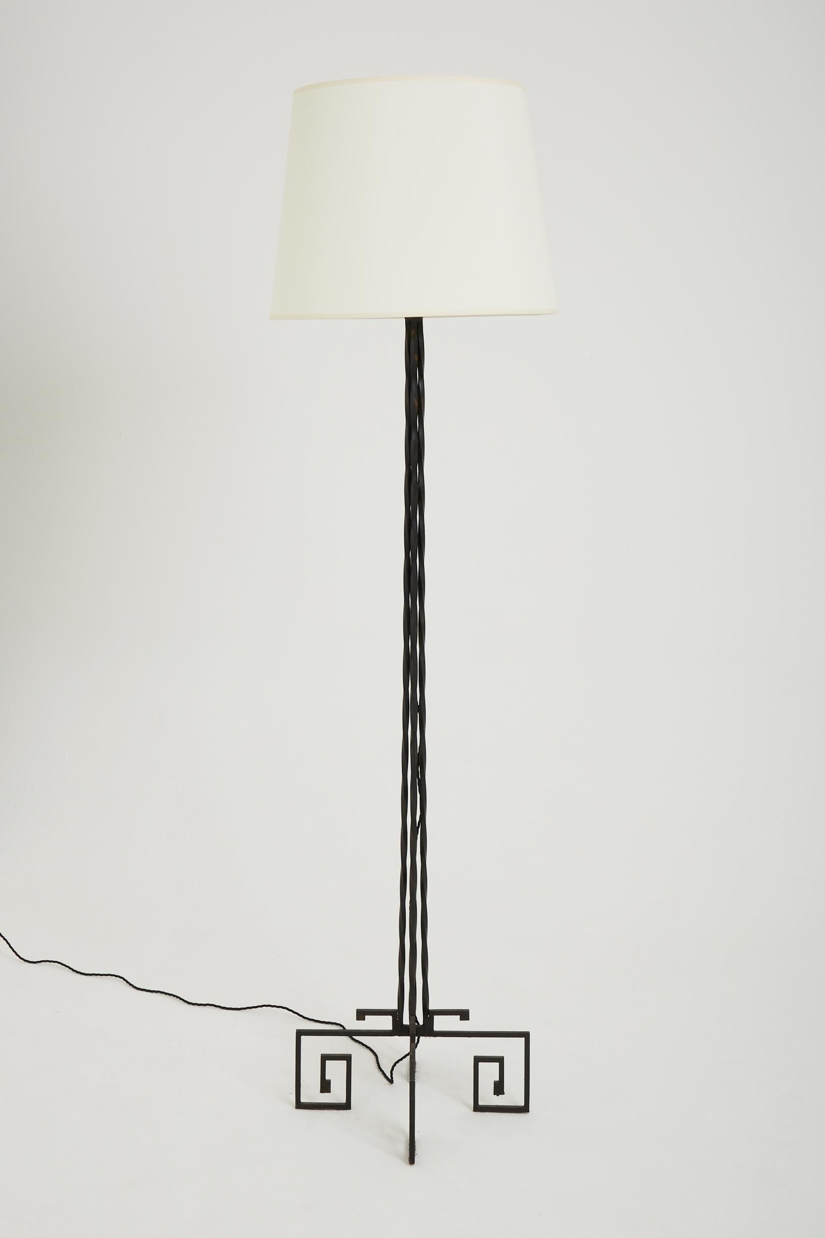 French Art Deco Wrought Iron Floor Lamp