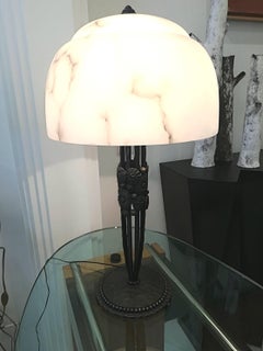 Art Deco Wrought Iron and Alabaster, circa 1930