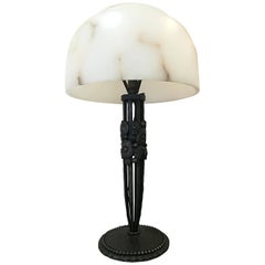 Art Deco Wrought Iron and Alabaster, circa 1930