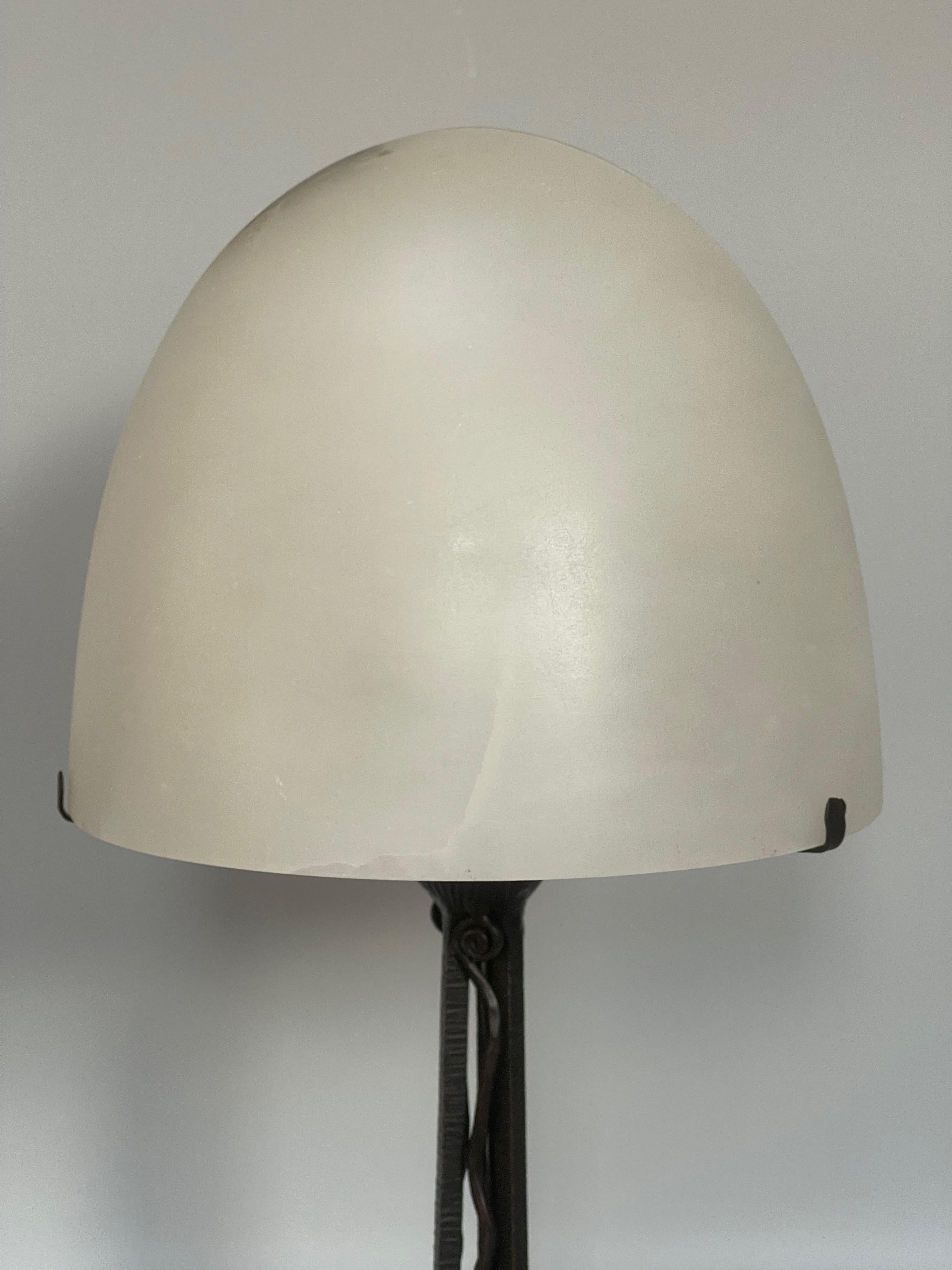 Art Deco Wrought Iron And Alabaster Lamp 6
