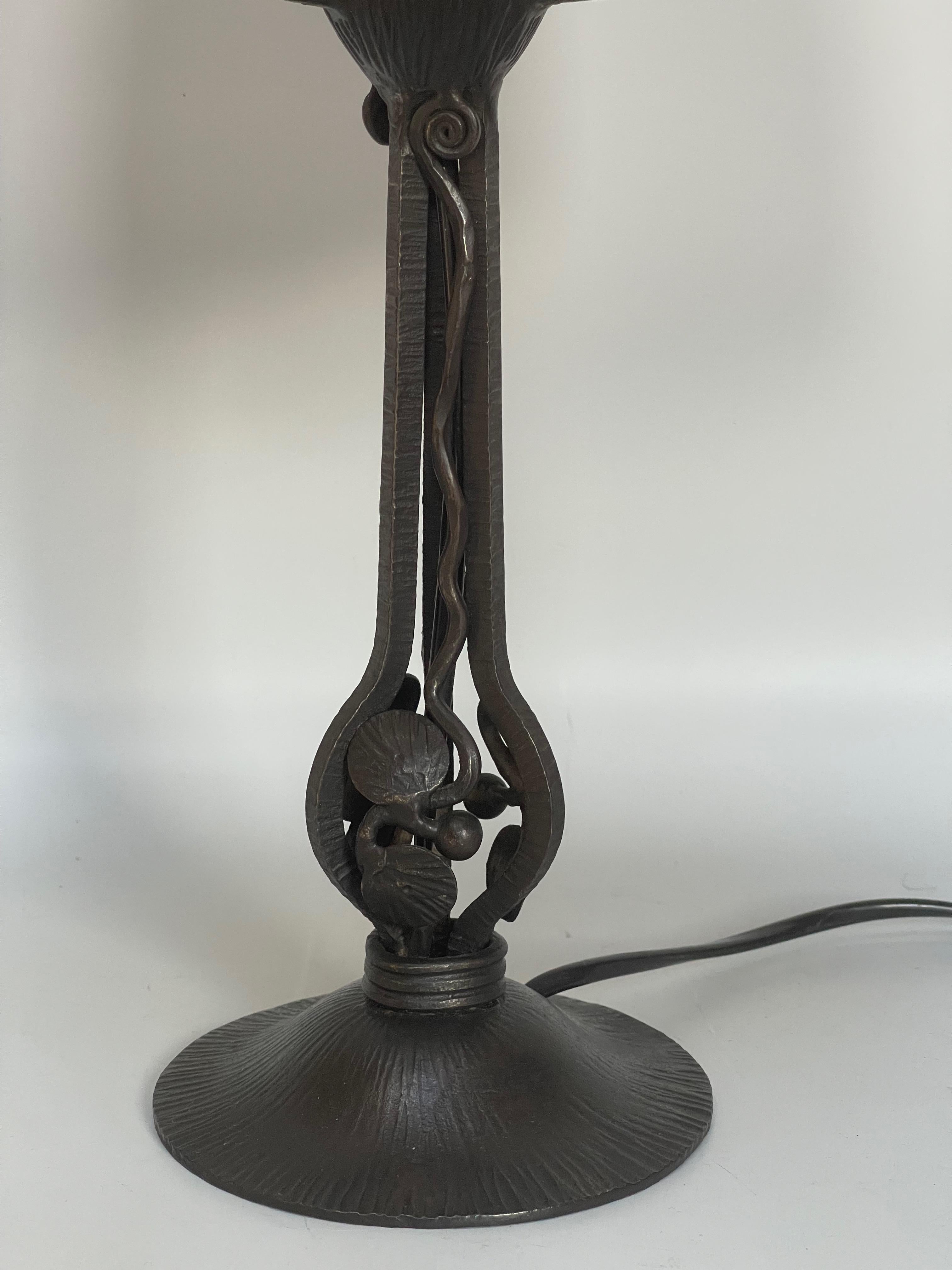 Art Deco Wrought Iron And Alabaster Lamp 7