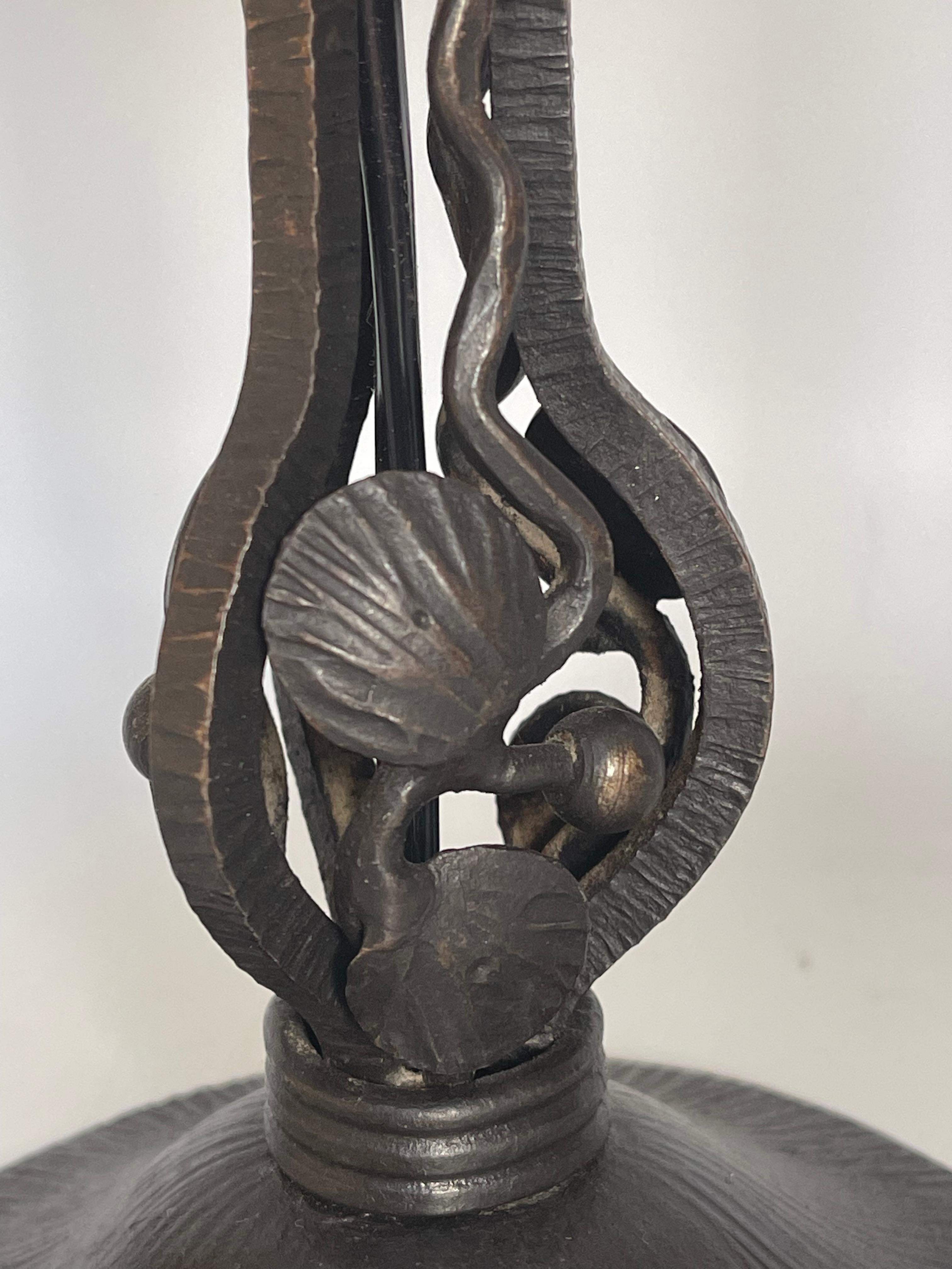 Art Deco Wrought Iron And Alabaster Lamp 3